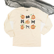 Pumpkins-n-Bows - Long Sleeve Comfort Colors Tee Little Mama Shirt Shop