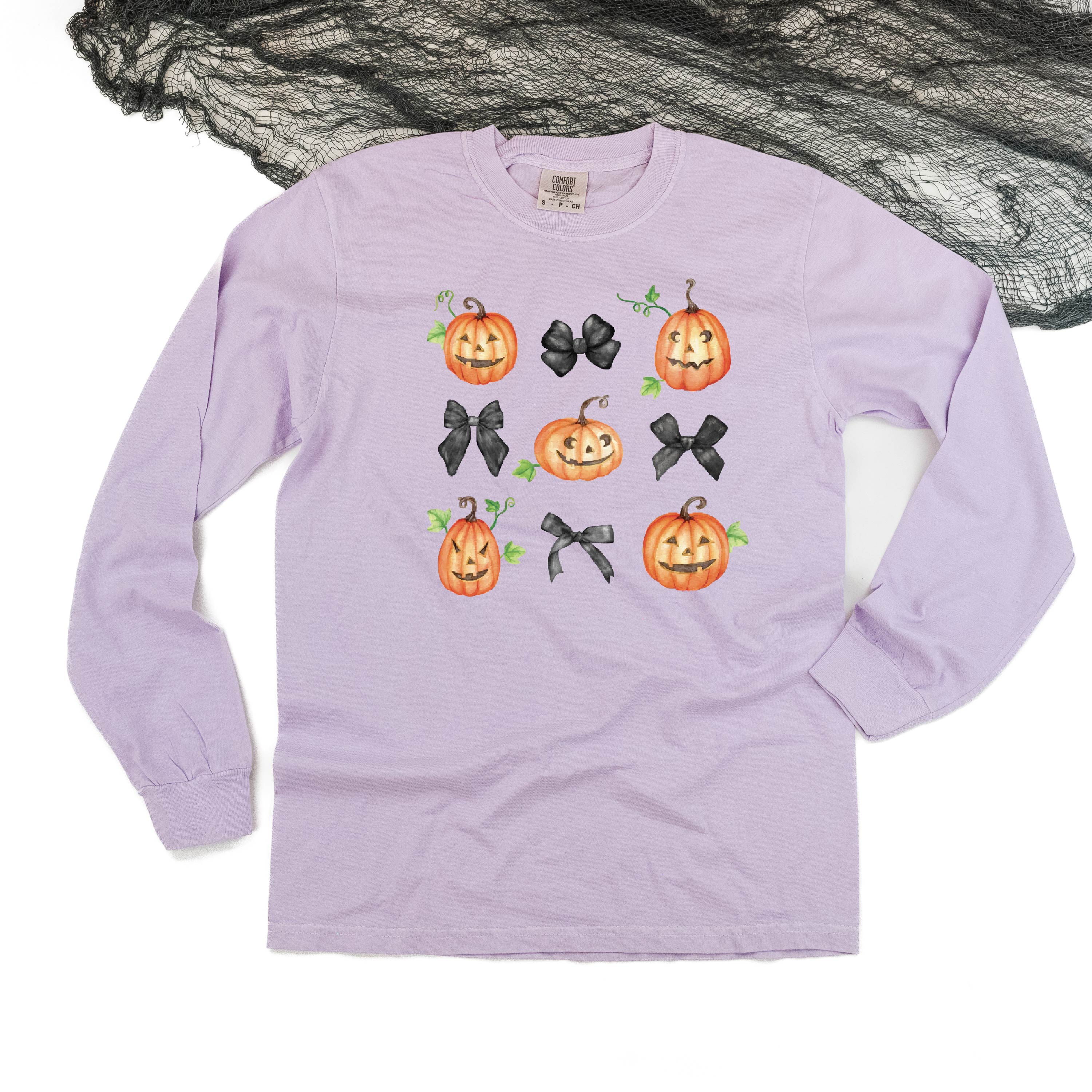 Pumpkins-n-Bows - Long Sleeve Comfort Colors Tee Little Mama Shirt Shop