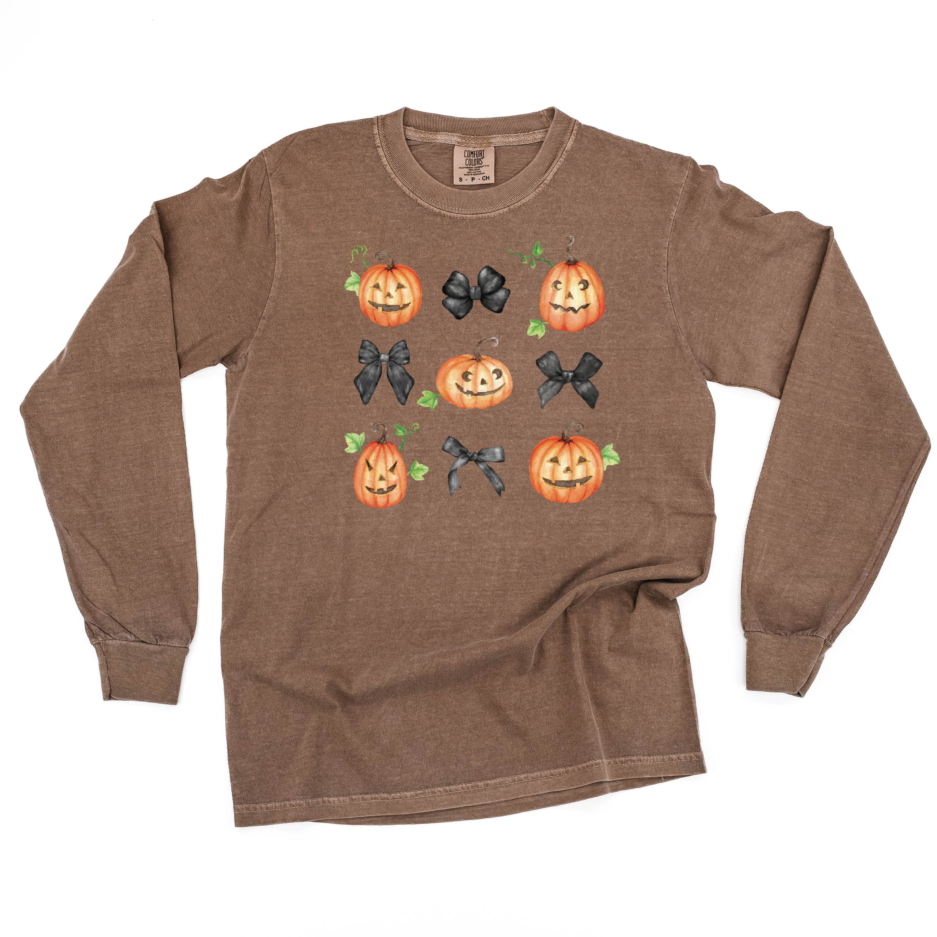 Pumpkins-n-Bows - Long Sleeve Comfort Colors Tee Little Mama Shirt Shop