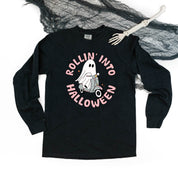 Rollin' Into Halloween - Long Sleeve Comfort Colors Tee Little Mama Shirt Shop