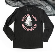 Rollin' Into Halloween - Long Sleeve Comfort Colors Tee Little Mama Shirt Shop