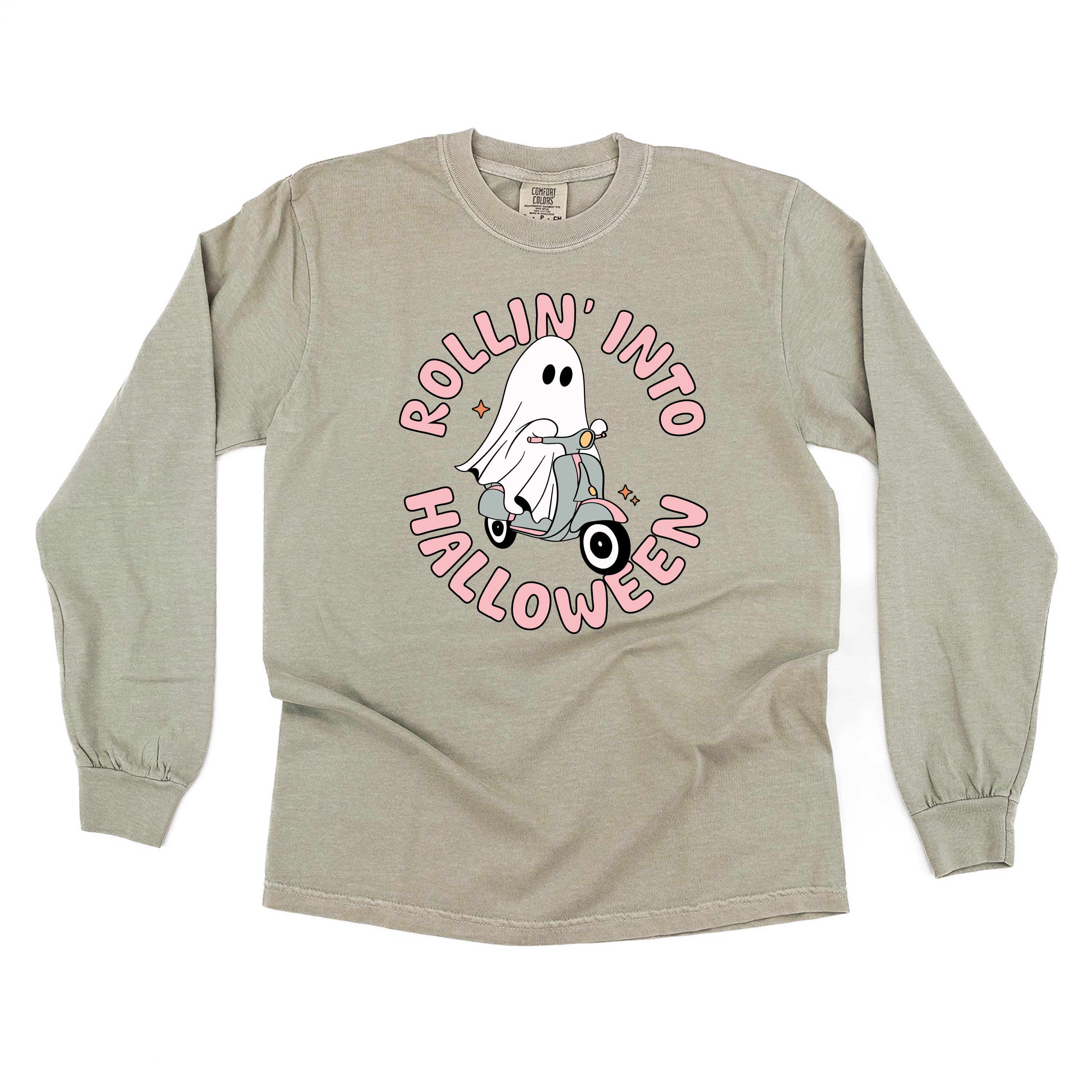 Rollin' Into Halloween - Long Sleeve Comfort Colors Tee Little Mama Shirt Shop