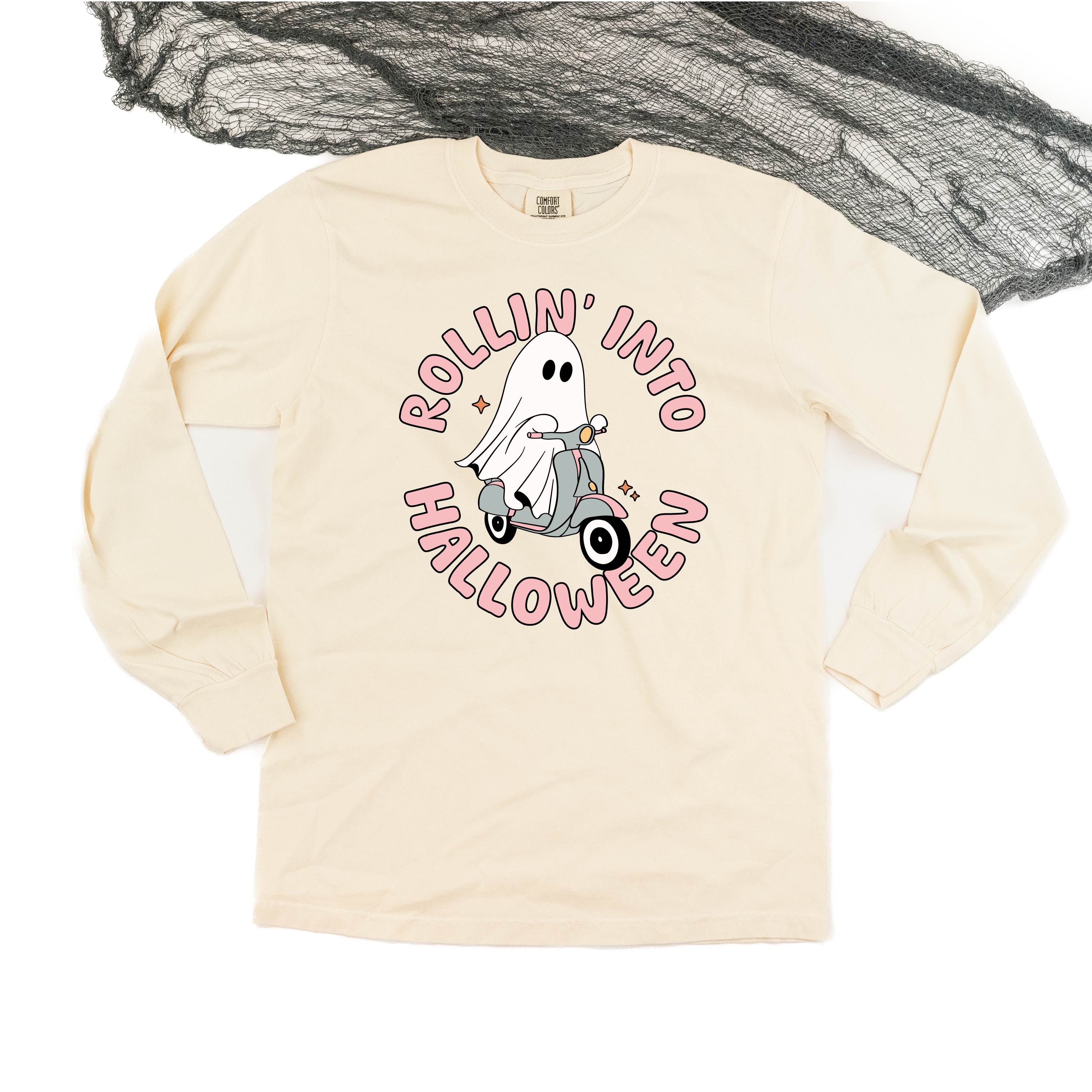 Rollin' Into Halloween - Long Sleeve Comfort Colors Tee Little Mama Shirt Shop