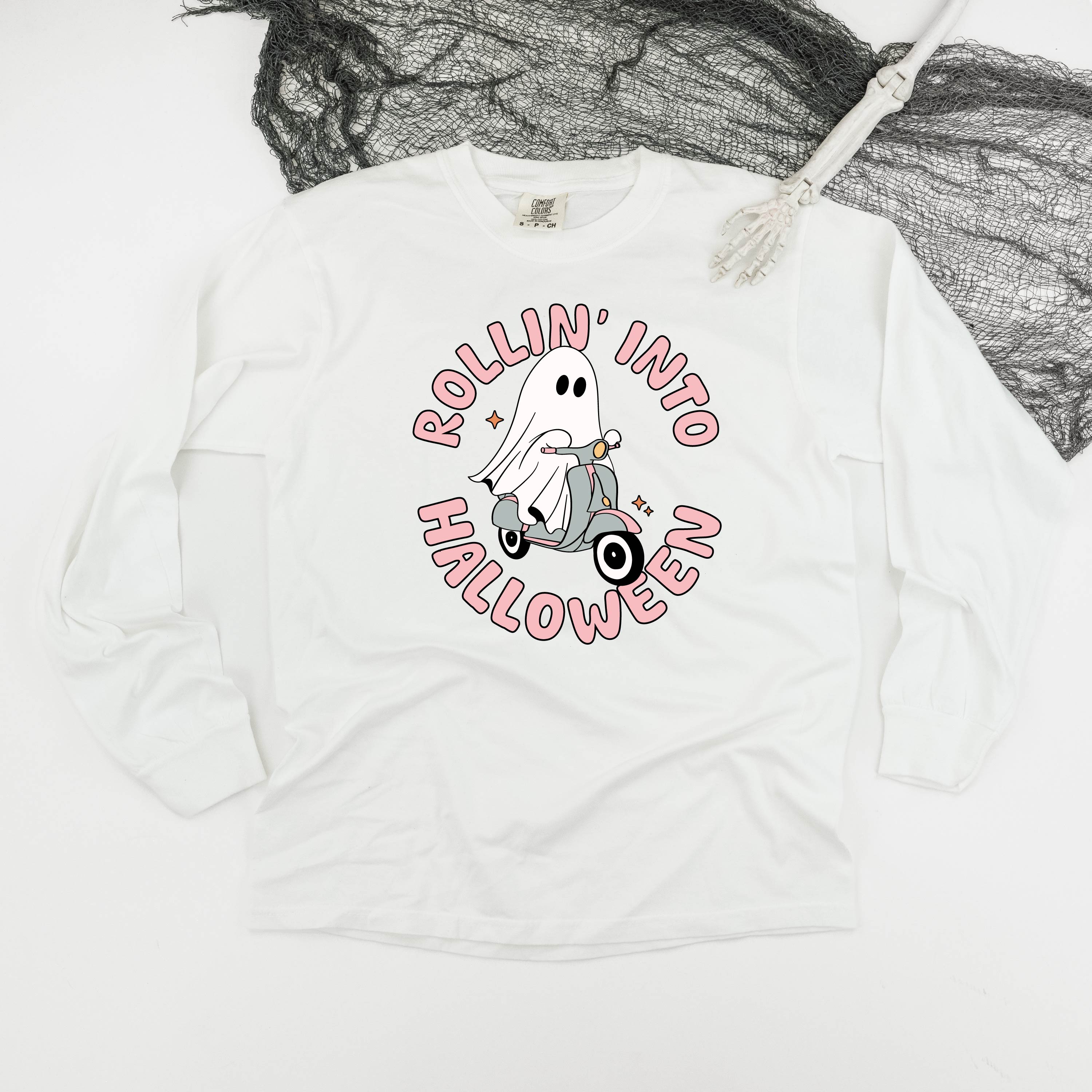 Rollin' Into Halloween - Long Sleeve Comfort Colors Tee Little Mama Shirt Shop