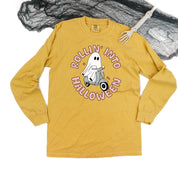 Rollin' Into Halloween - Long Sleeve Comfort Colors Tee Little Mama Shirt Shop