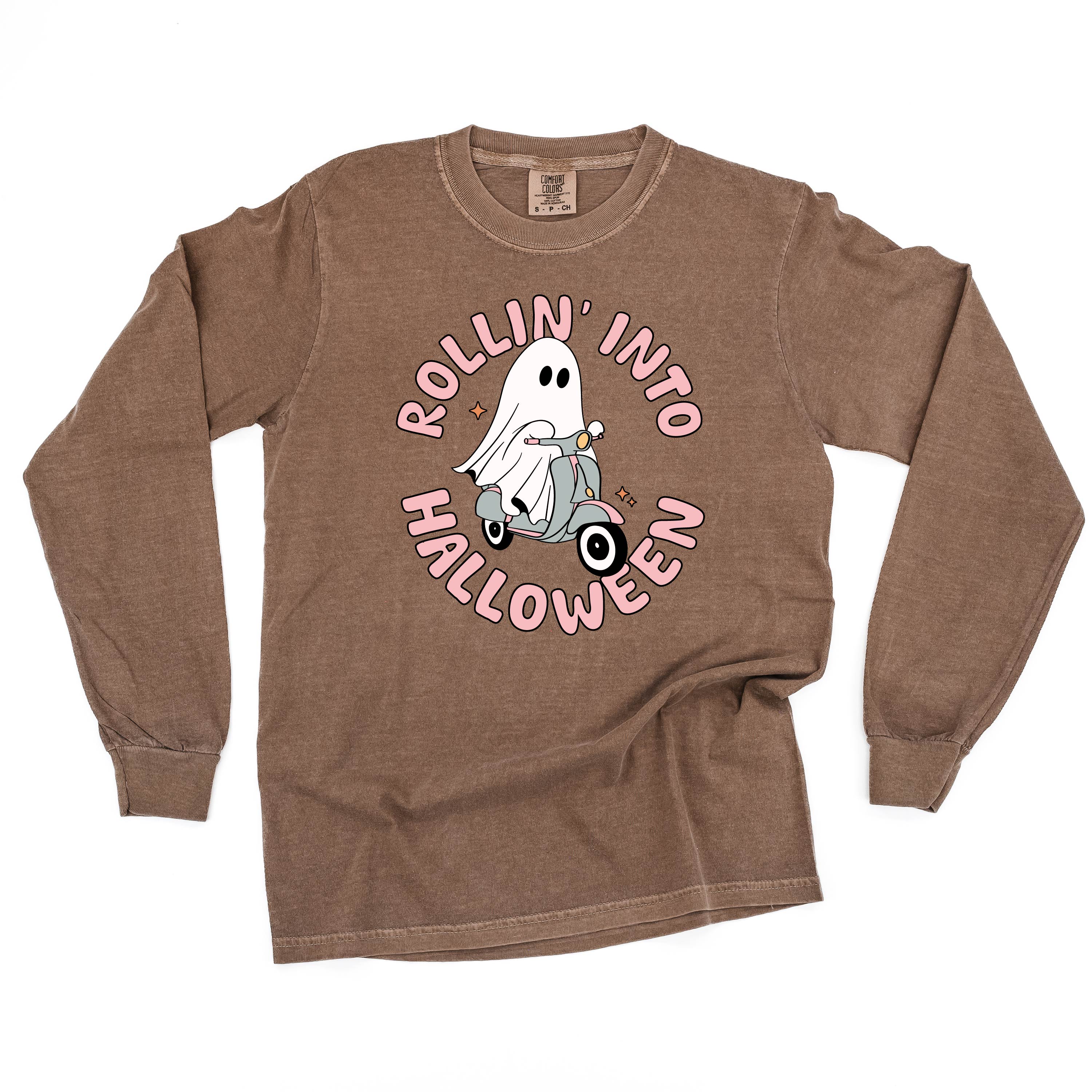 Rollin' Into Halloween - Long Sleeve Comfort Colors Tee Little Mama Shirt Shop