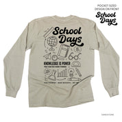 School Days Pocket Design on Front w/ Full School Days Design on Back - LONG SLEEVE COMFORT COLORS TEE Little Mama Shirt Shop