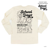 School Days Pocket Design on Front w/ Full School Days Design on Back - LONG SLEEVE COMFORT COLORS TEE Little Mama Shirt Shop