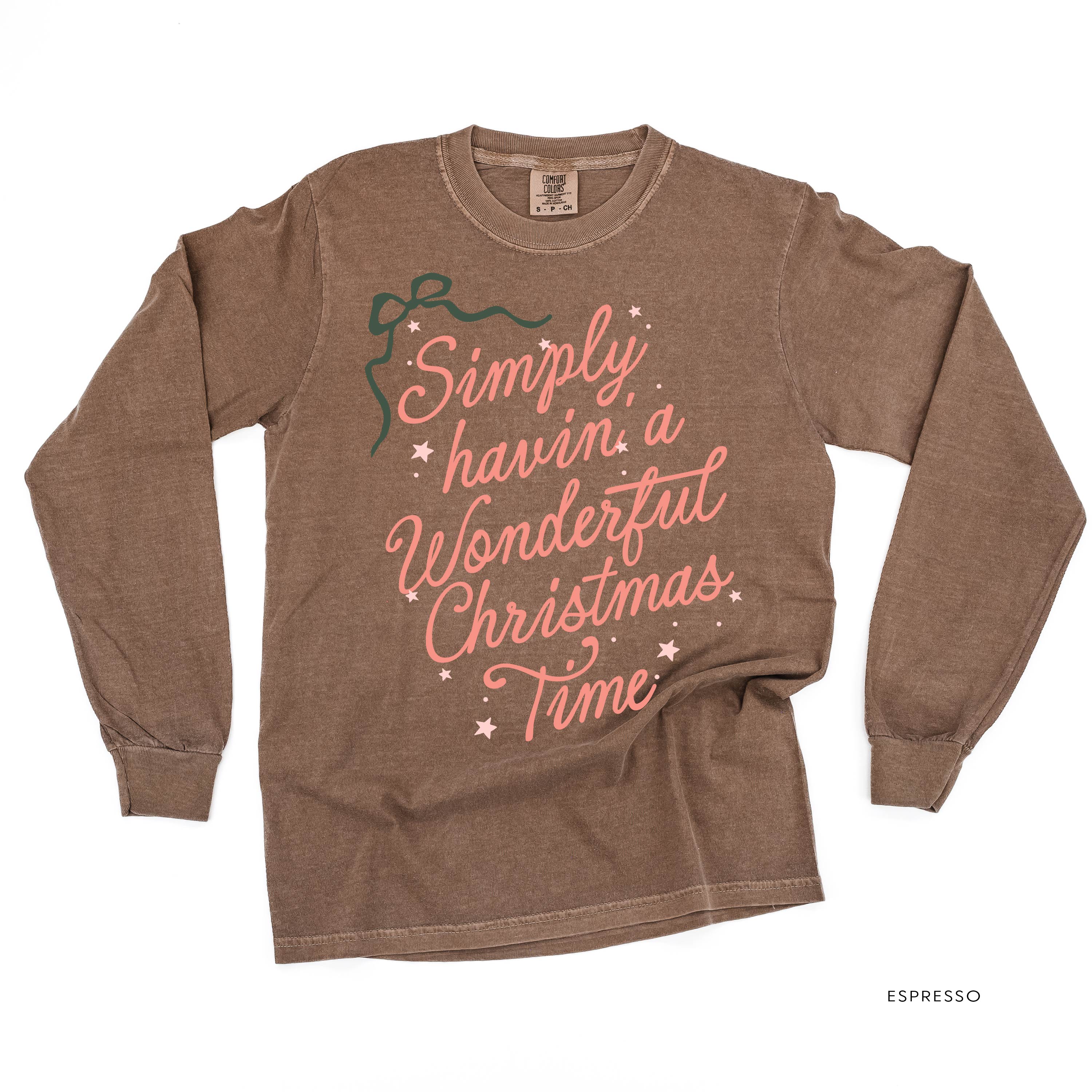 Simply Havin' A Wonderful Christmas Time - LONG SLEEVE Comfort Colors Tee Little Mama Shirt Shop