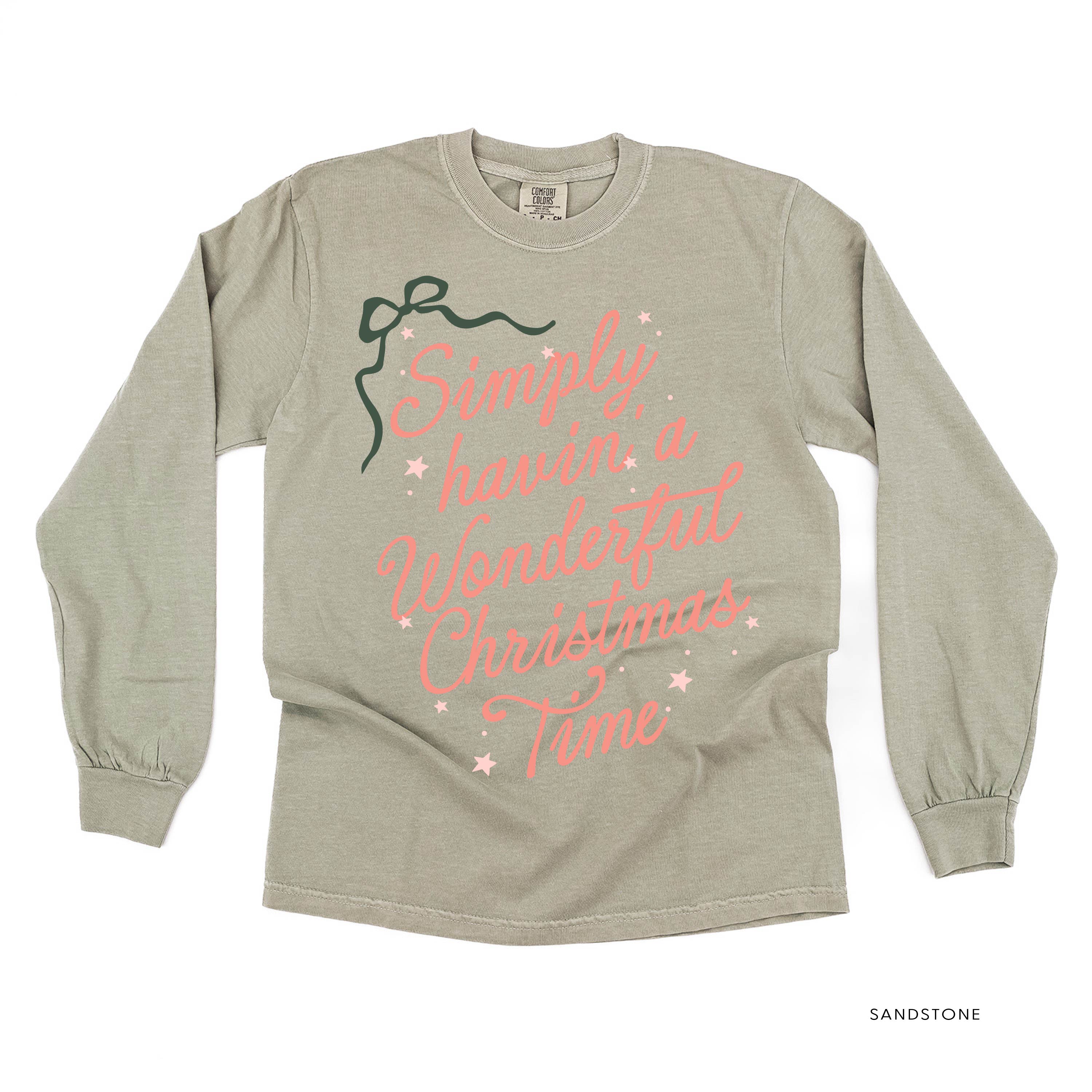 Simply Havin' A Wonderful Christmas Time - LONG SLEEVE Comfort Colors Tee Little Mama Shirt Shop