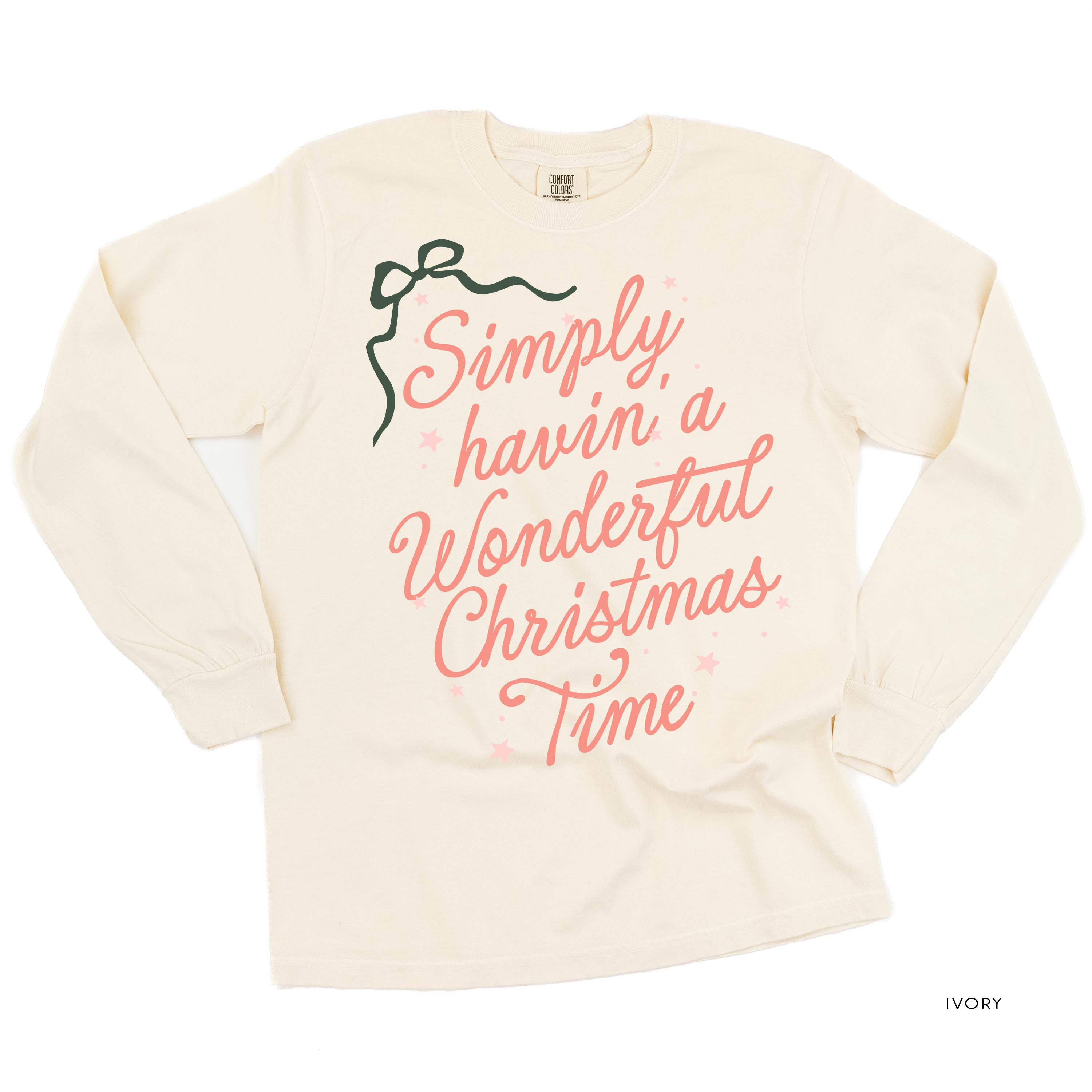 Simply Havin' A Wonderful Christmas Time - LONG SLEEVE Comfort Colors Tee Little Mama Shirt Shop