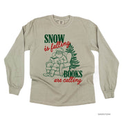 Snow Is Falling Books Are Calling - LONG SLEEVE Comfort Colors Tee Little Mama Shirt Shop