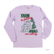 Snow Is Falling Books Are Calling - LONG SLEEVE Comfort Colors Tee Little Mama Shirt Shop