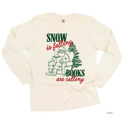 Snow Is Falling Books Are Calling - LONG SLEEVE Comfort Colors Tee Little Mama Shirt Shop