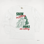 Snow Is Falling Books Are Calling - LONG SLEEVE Comfort Colors Tee Little Mama Shirt Shop