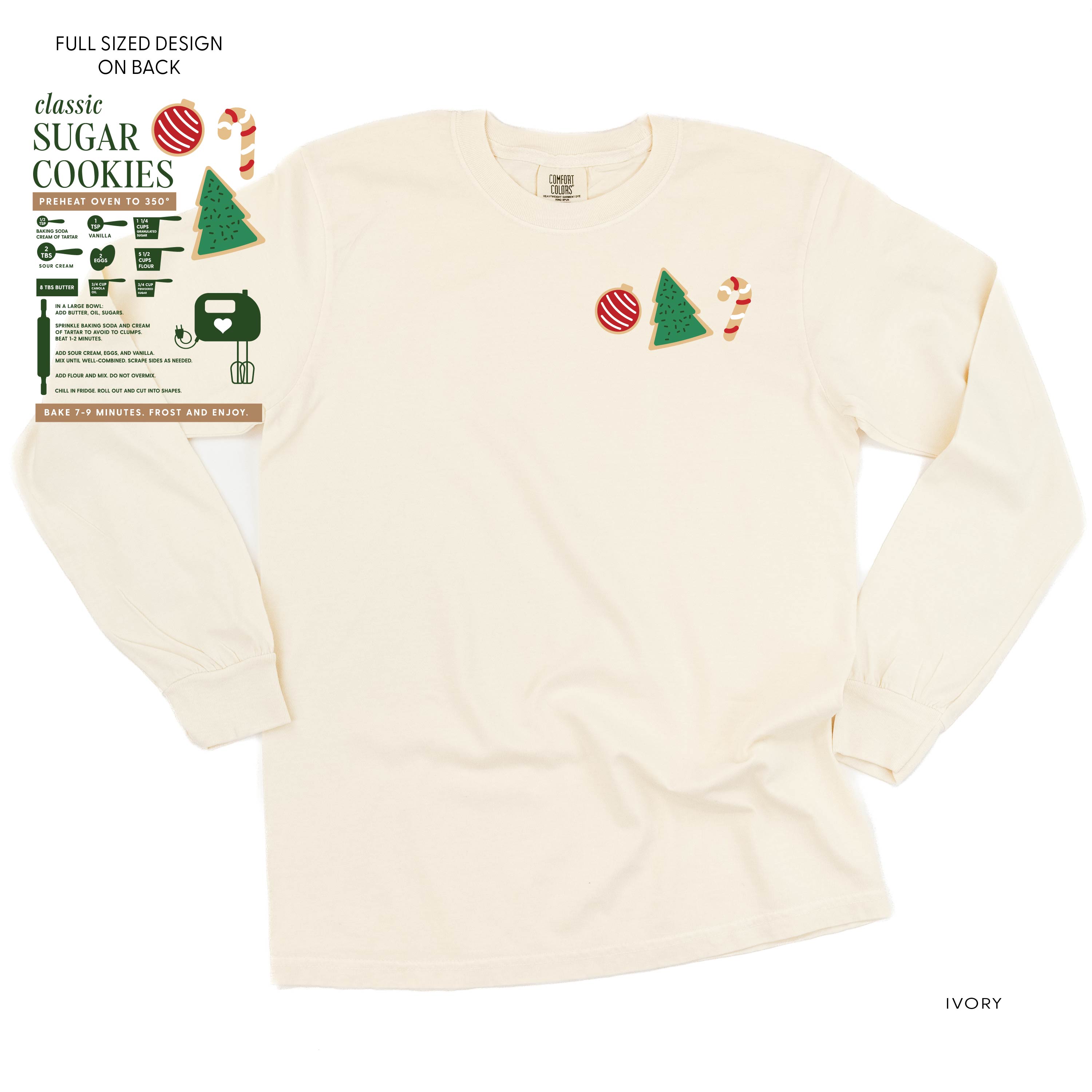Sugar Cookie Recipe (pf&b) - LONG SLEEVE Comfort Colors Tee Little Mama Shirt Shop