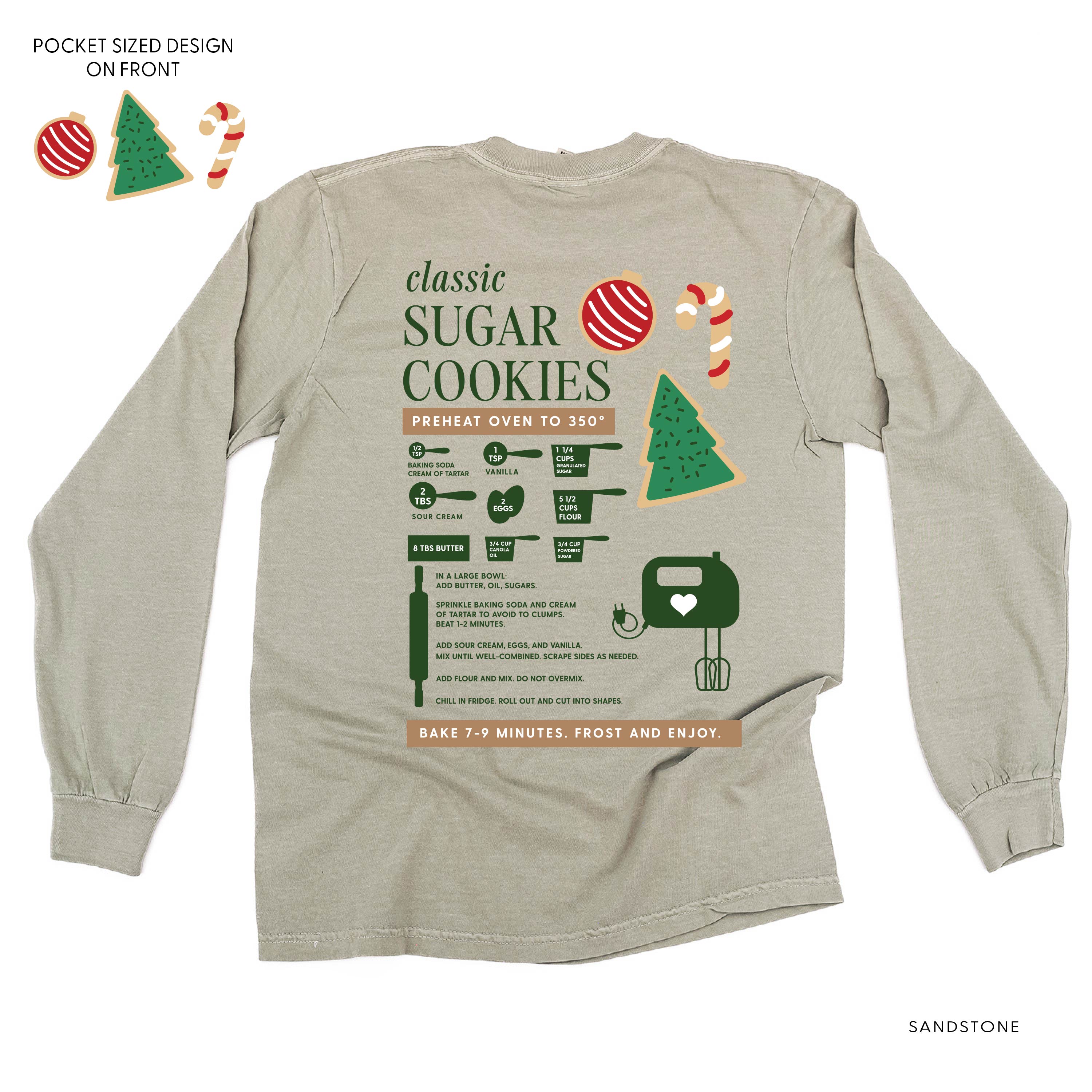 Sugar Cookie Recipe (pf&b) - LONG SLEEVE Comfort Colors Tee Little Mama Shirt Shop