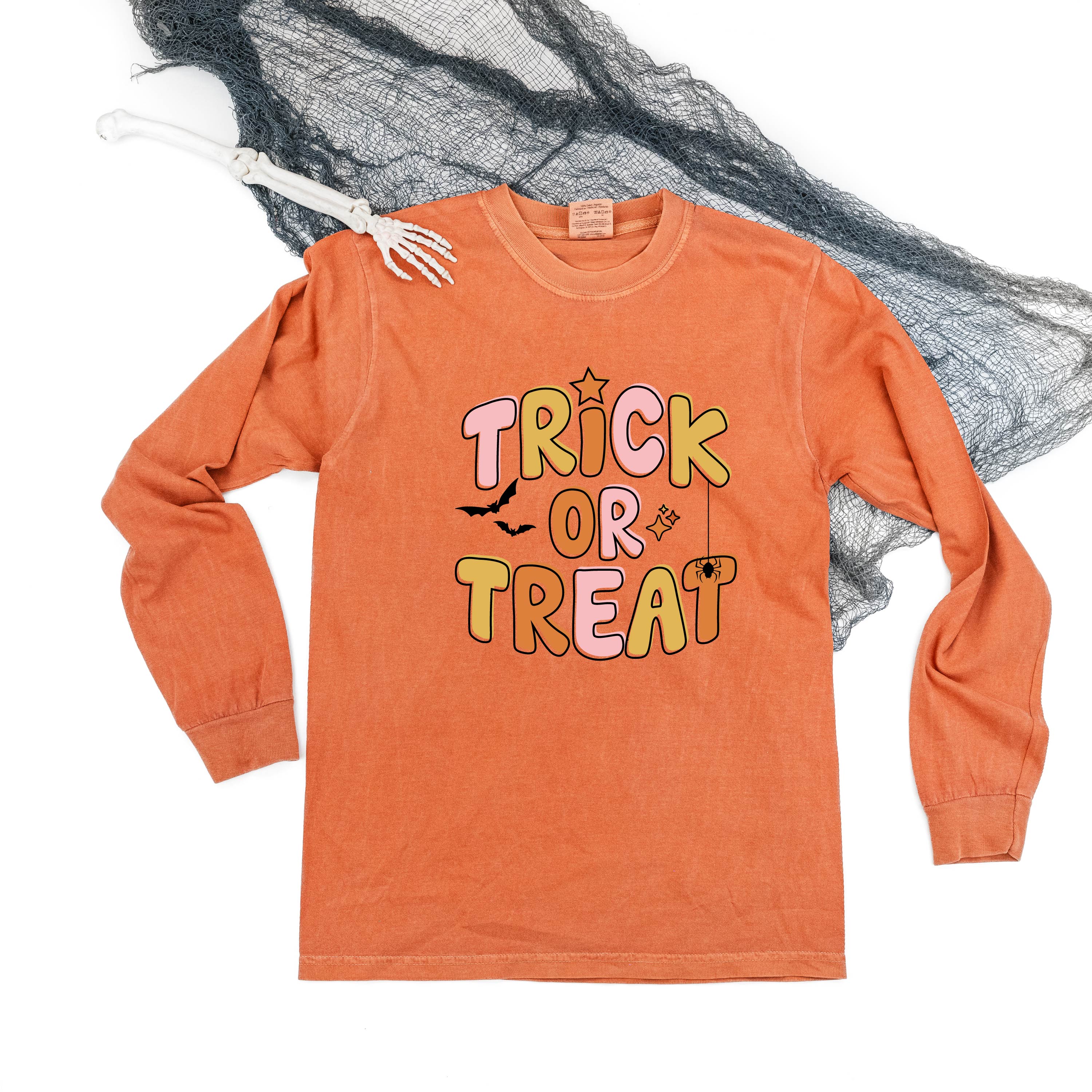 ORANGE) - Long Sleeve Comfort Colors Tee Little Mama Shirt Shop