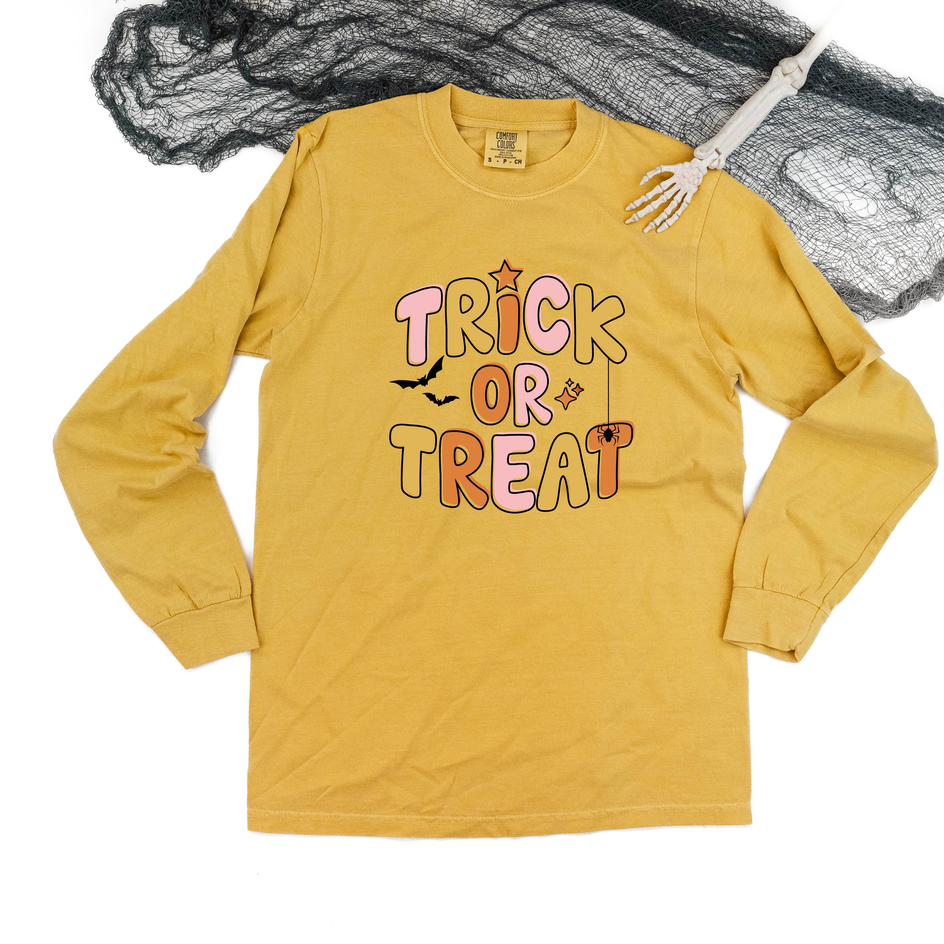 ORANGE) - Long Sleeve Comfort Colors Tee Little Mama Shirt Shop