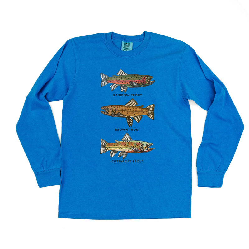 Trout Chart - Hand Drawn - LONG SLEEVE COMFORT COLORS TEE