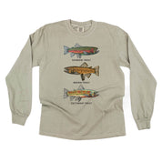 Trout Chart - Hand Drawn - LONG SLEEVE Comfort Colors Tee Little Mama Shirt Shop