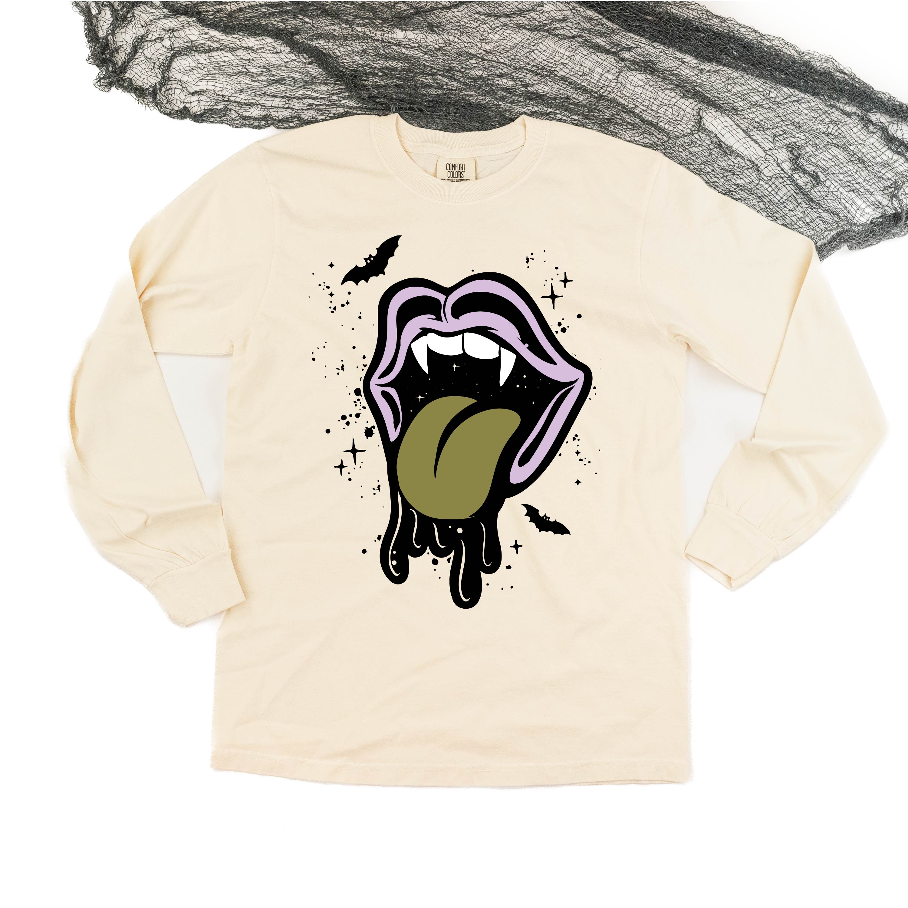 Vampire Drippy Mouth - Long Sleeve Comfort Colors Tee Little Mama Shirt Shop