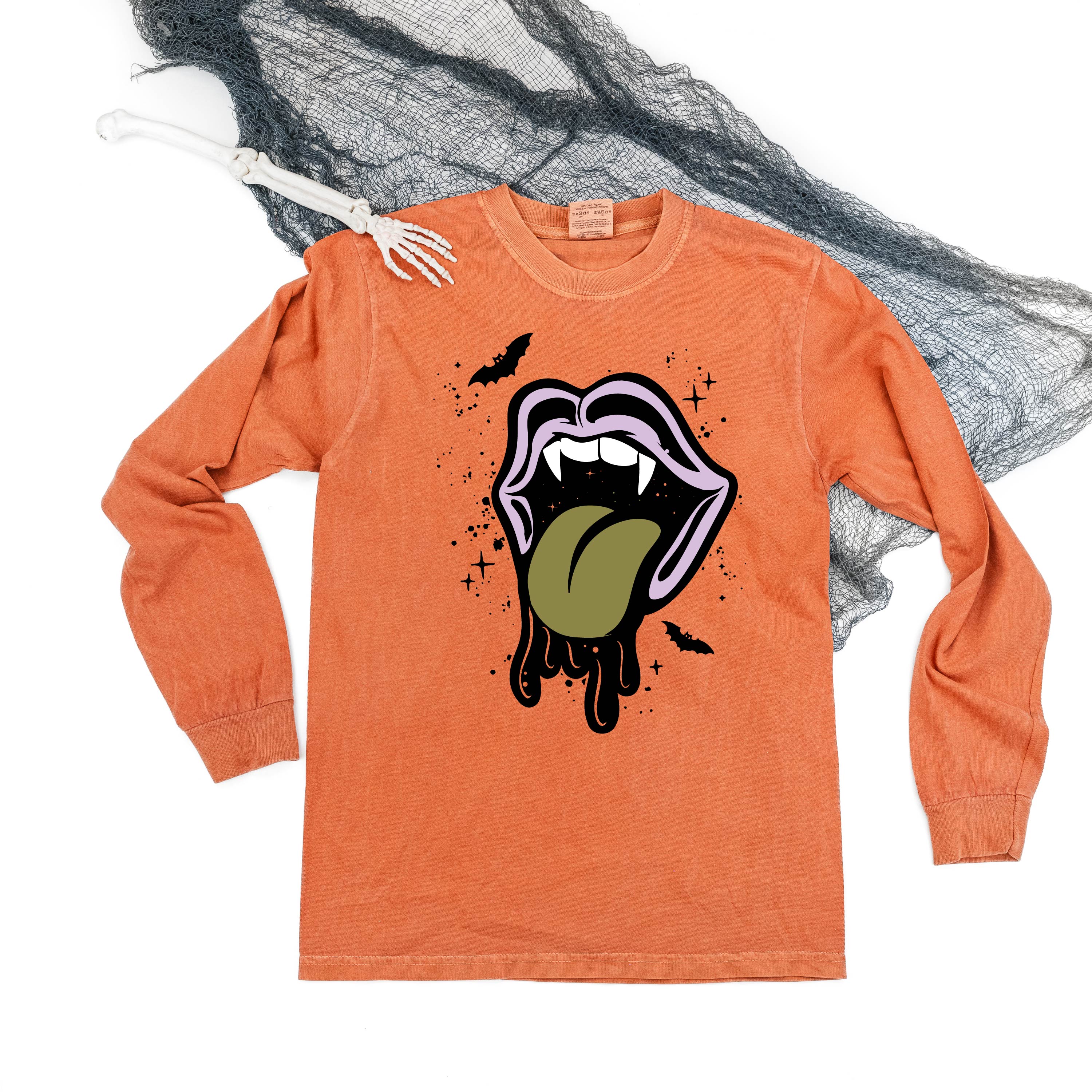 Vampire Drippy Mouth - Long Sleeve Comfort Colors Tee Little Mama Shirt Shop