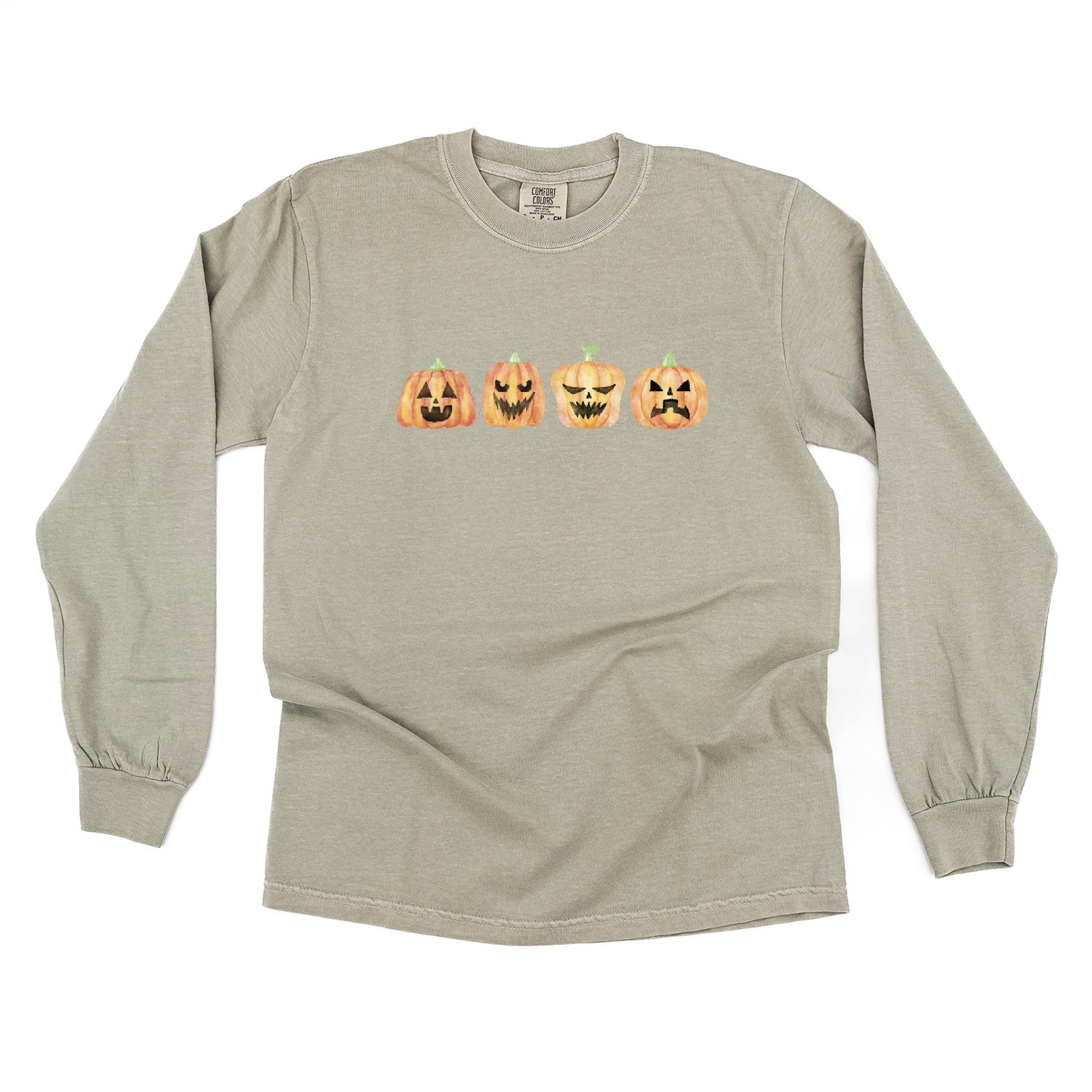 Watercolor Jack-o'-lanterns - Long Sleeve Comfort Colors Tee Little Mama Shirt Shop
