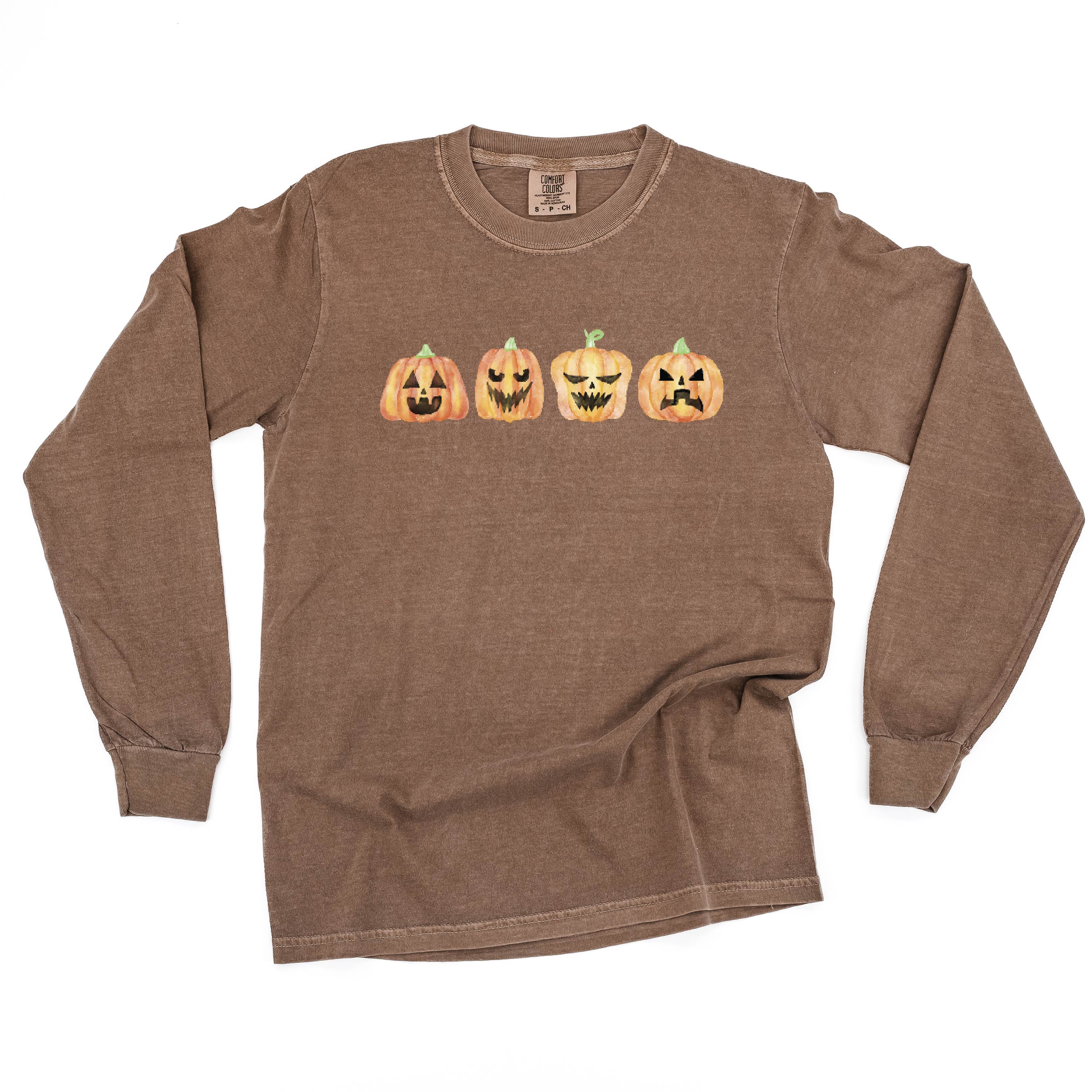 Watercolor Jack-o'-lanterns - Long Sleeve Comfort Colors Tee Little Mama Shirt Shop