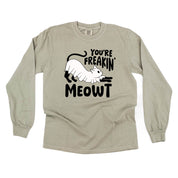 You're Freakin' Meowt! (with lower back detail) - Long Sleeve Comfort Colors Tee Little Mama Shirt Shop