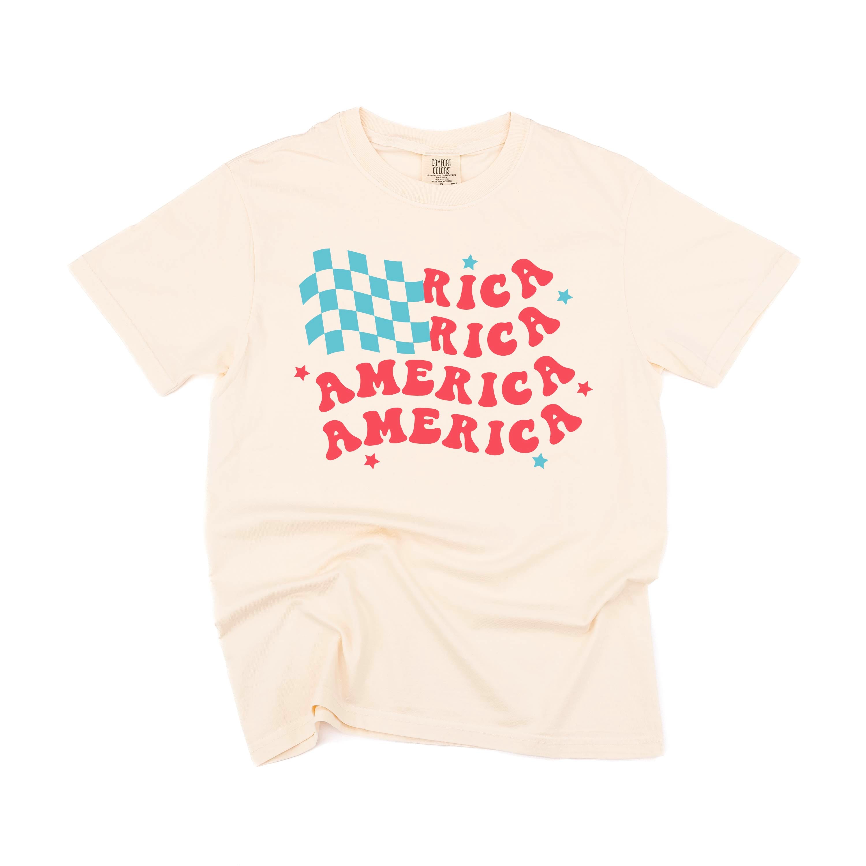America Checkers Flag - Comfort Colors Tee Little Mama Shirt Shop