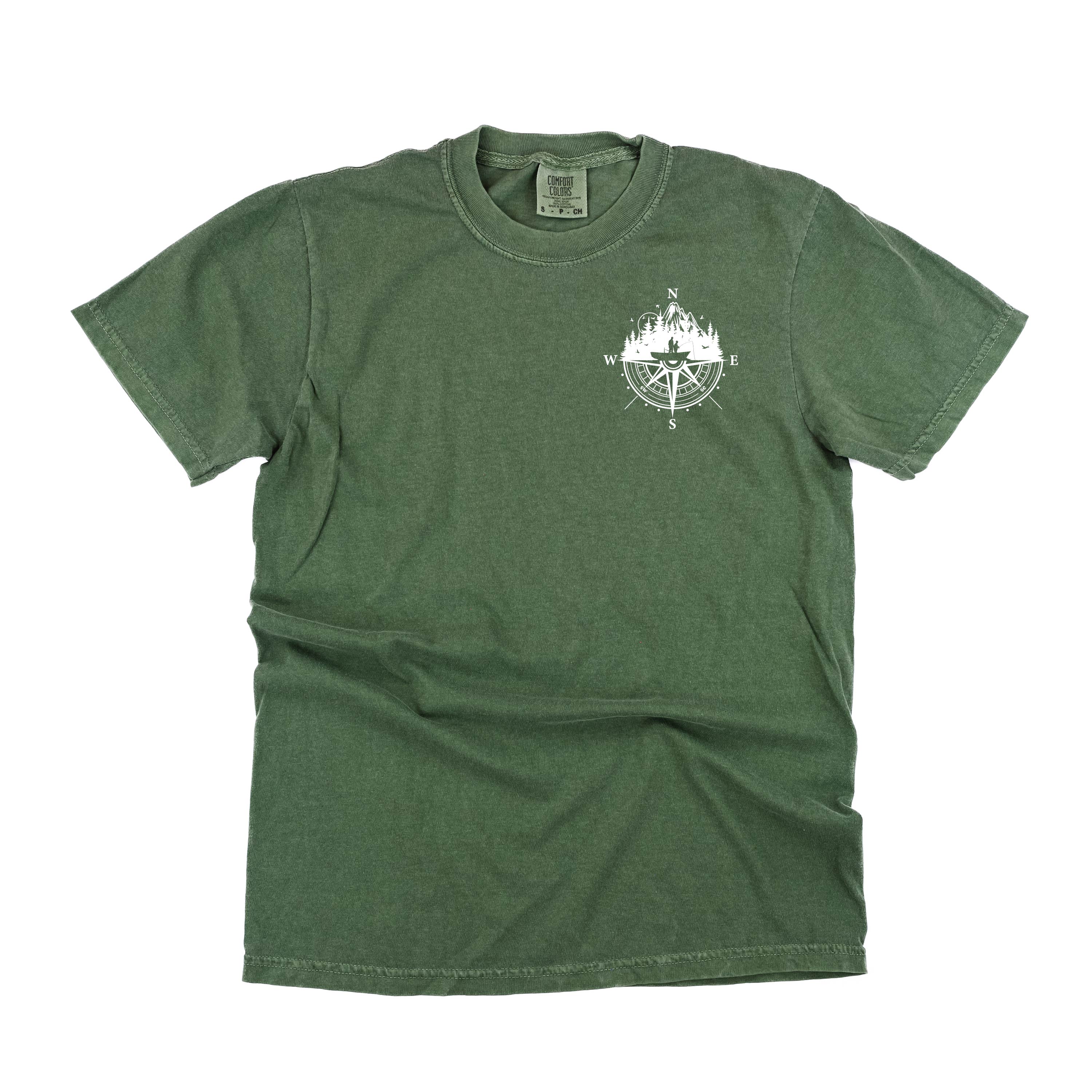 Fishing Compass - Fishing Scene (pf&b) - Comfort Colors Tee Little Mama Shirt Shop