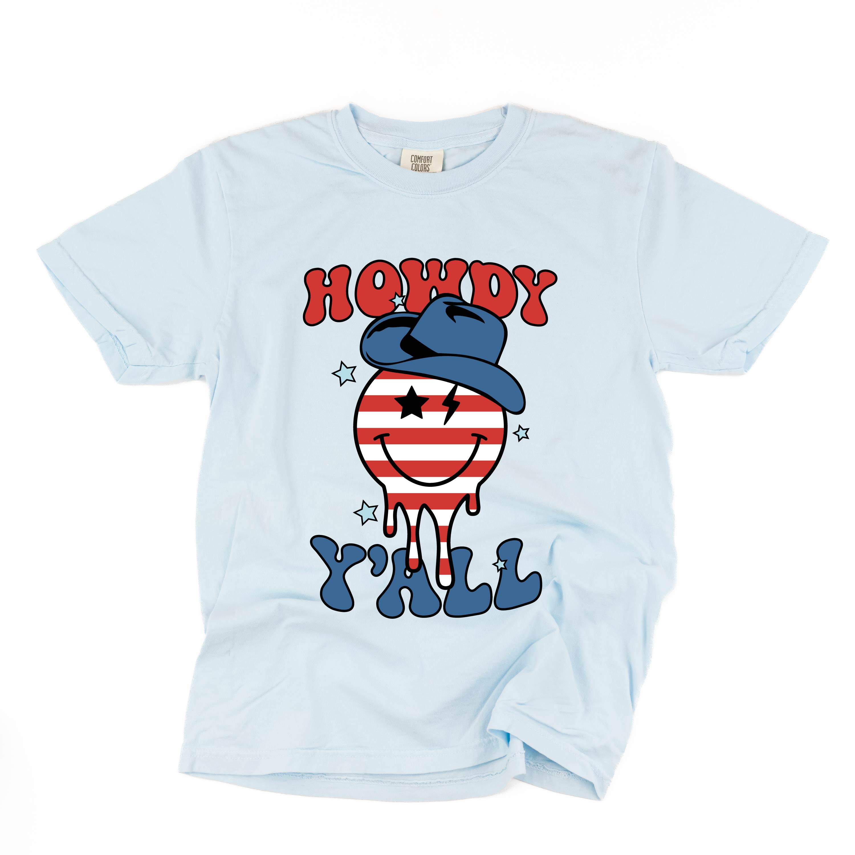 Howdy Y'all - Cowboy Smiley - Comfort Colors Tee Little Mama Shirt Shop