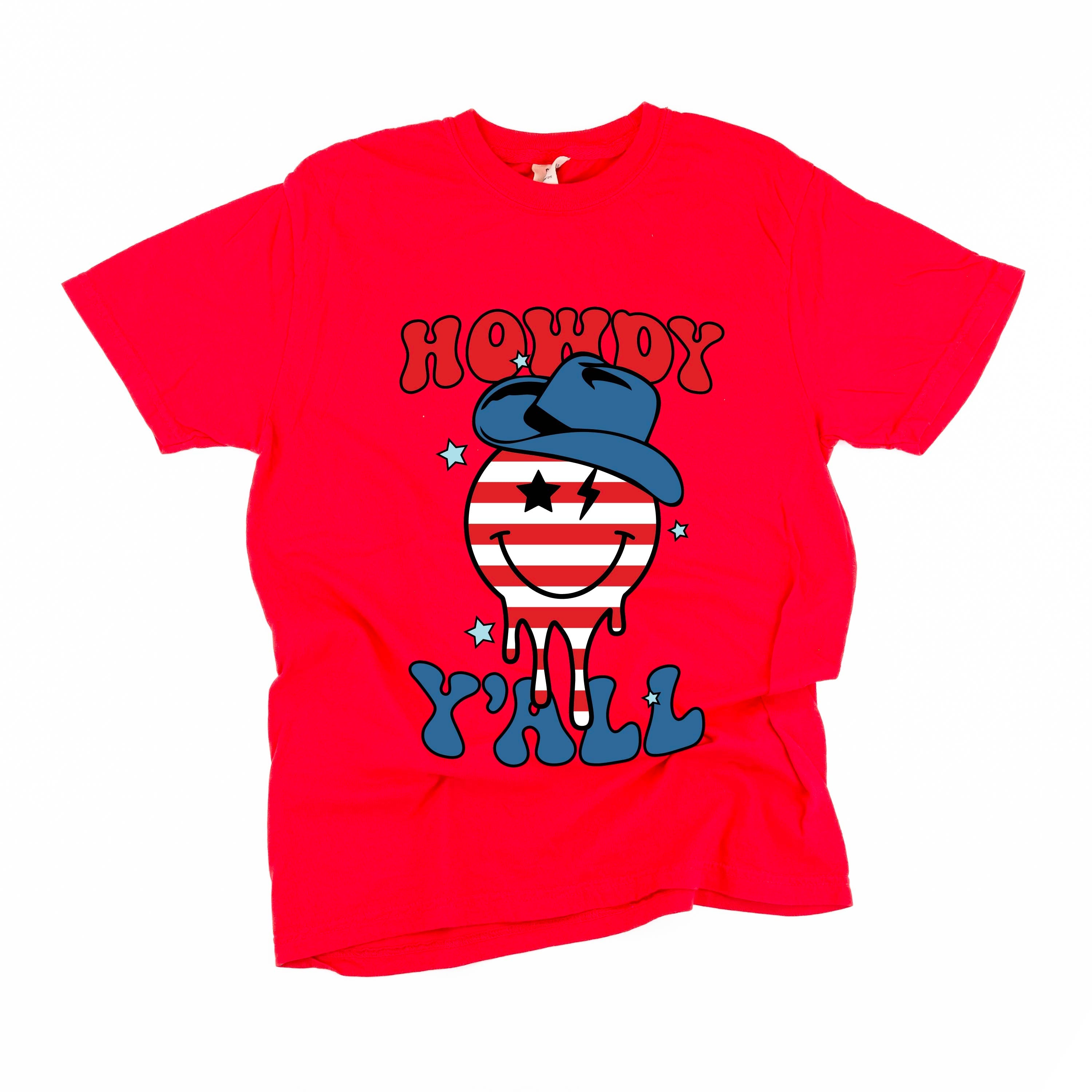 Howdy Y'all - Cowboy Smiley - Comfort Colors Tee Little Mama Shirt Shop
