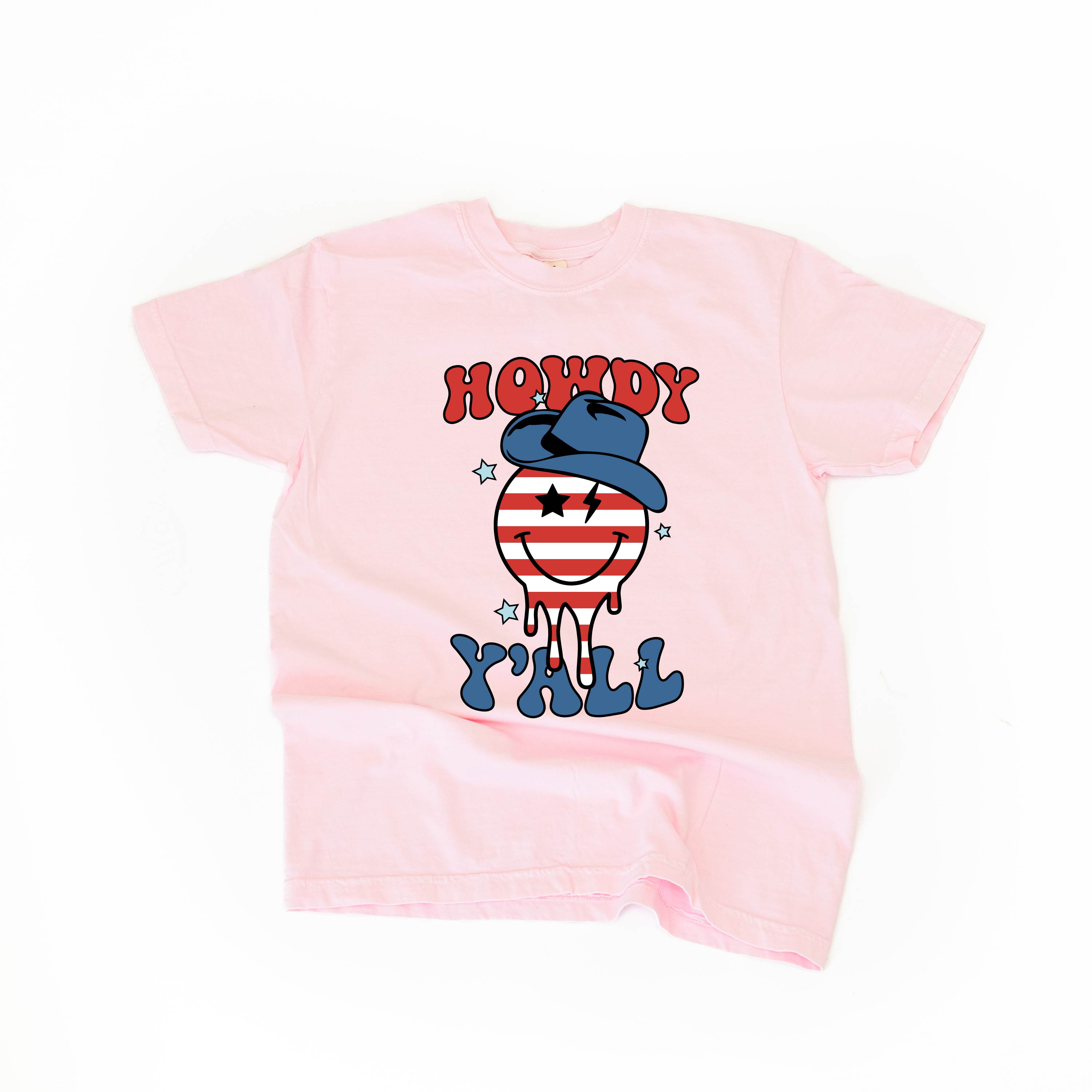 Howdy Y'all - Cowboy Smiley - Comfort Colors Tee Little Mama Shirt Shop