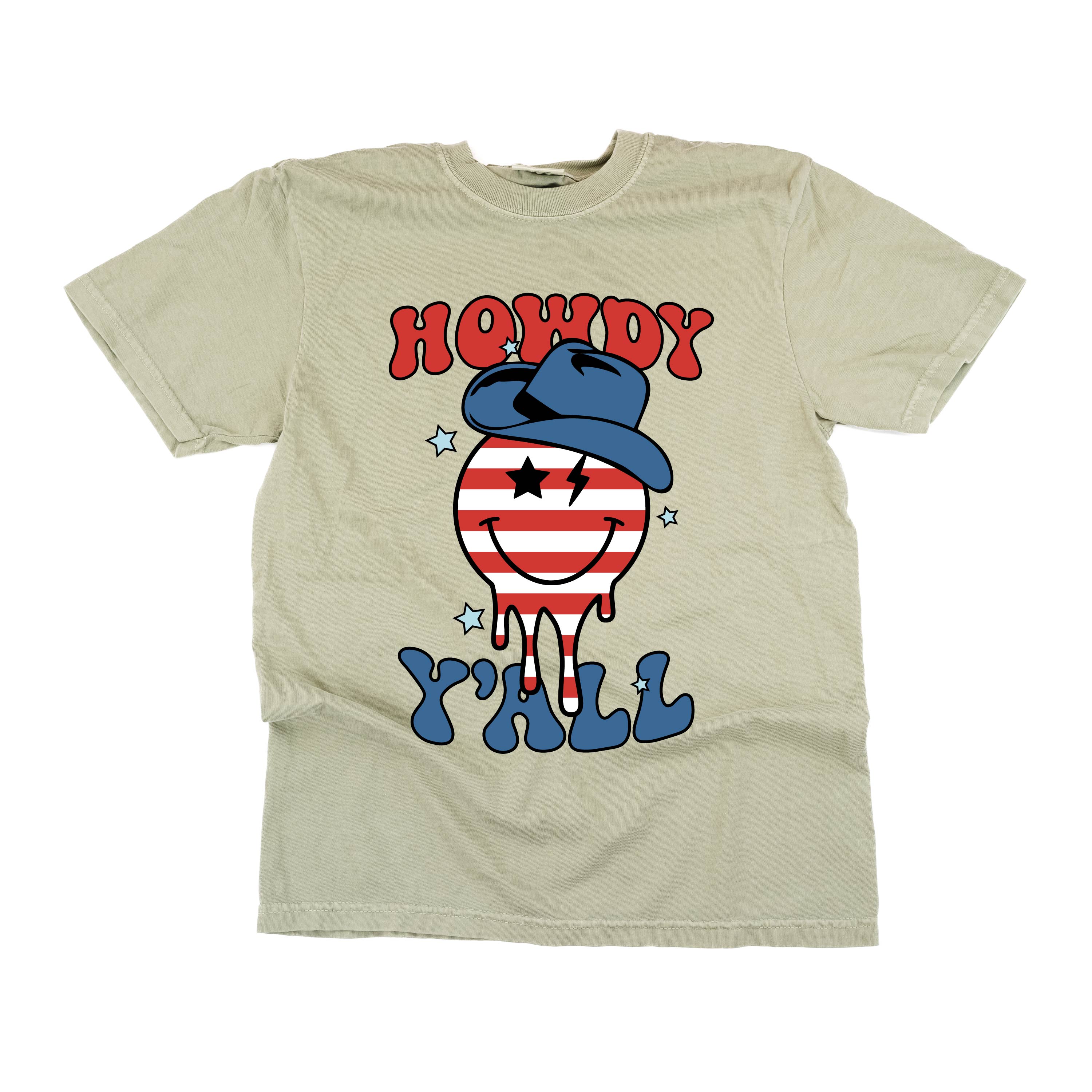 Howdy Y'all - Cowboy Smiley - Comfort Colors Tee Little Mama Shirt Shop