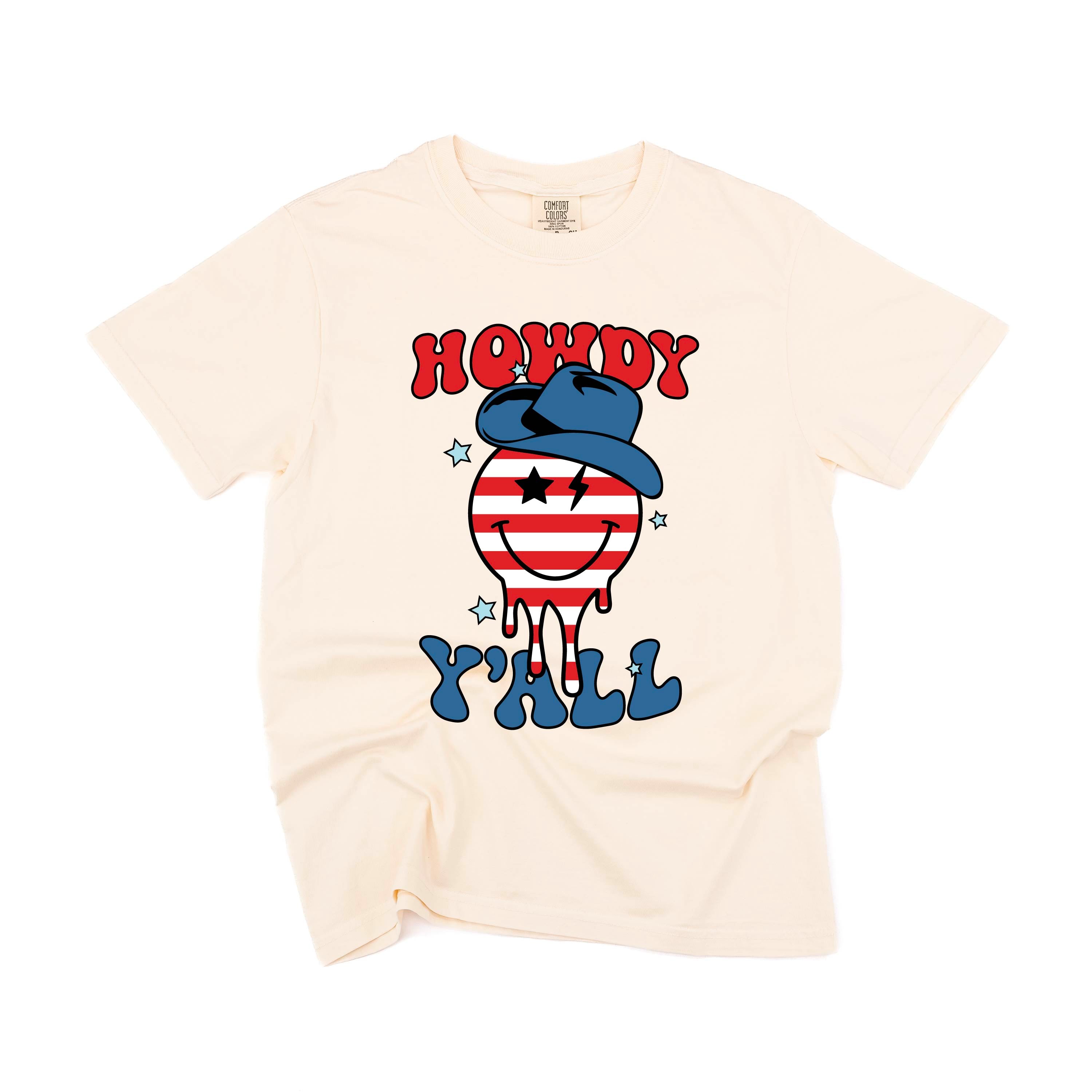 Howdy Y'all - Cowboy Smiley - Comfort Colors Tee Little Mama Shirt Shop