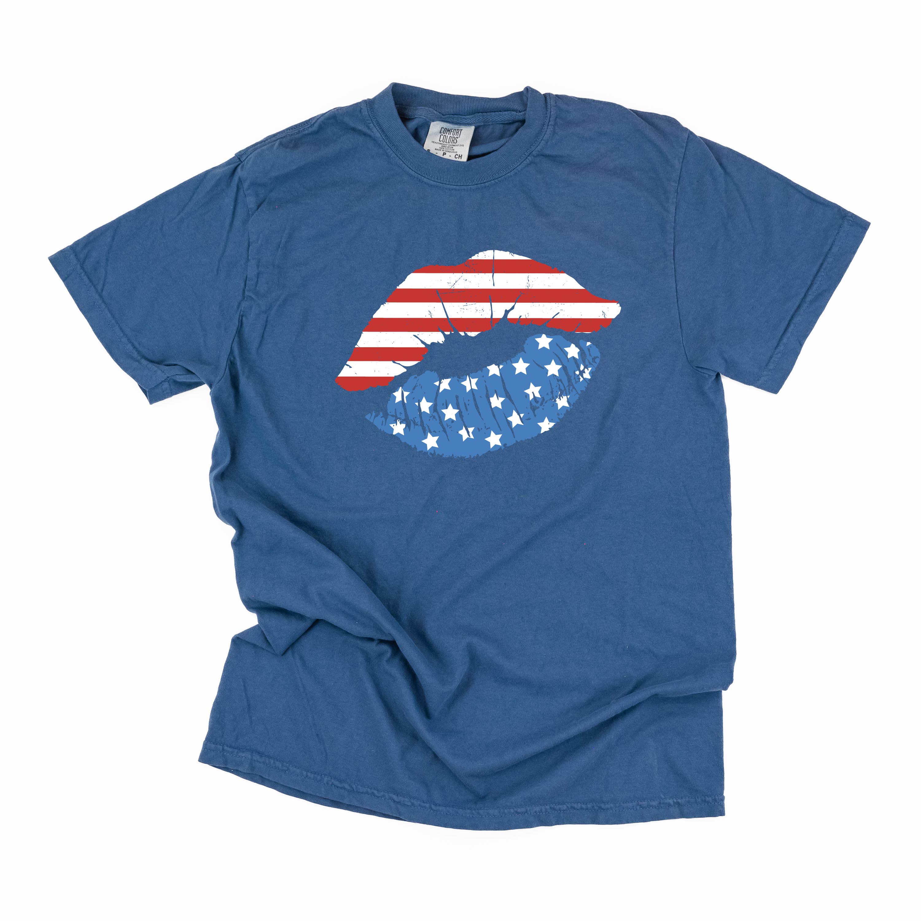Patriotic Lips - Comfort Colors Tee Little Mama Shirt Shop