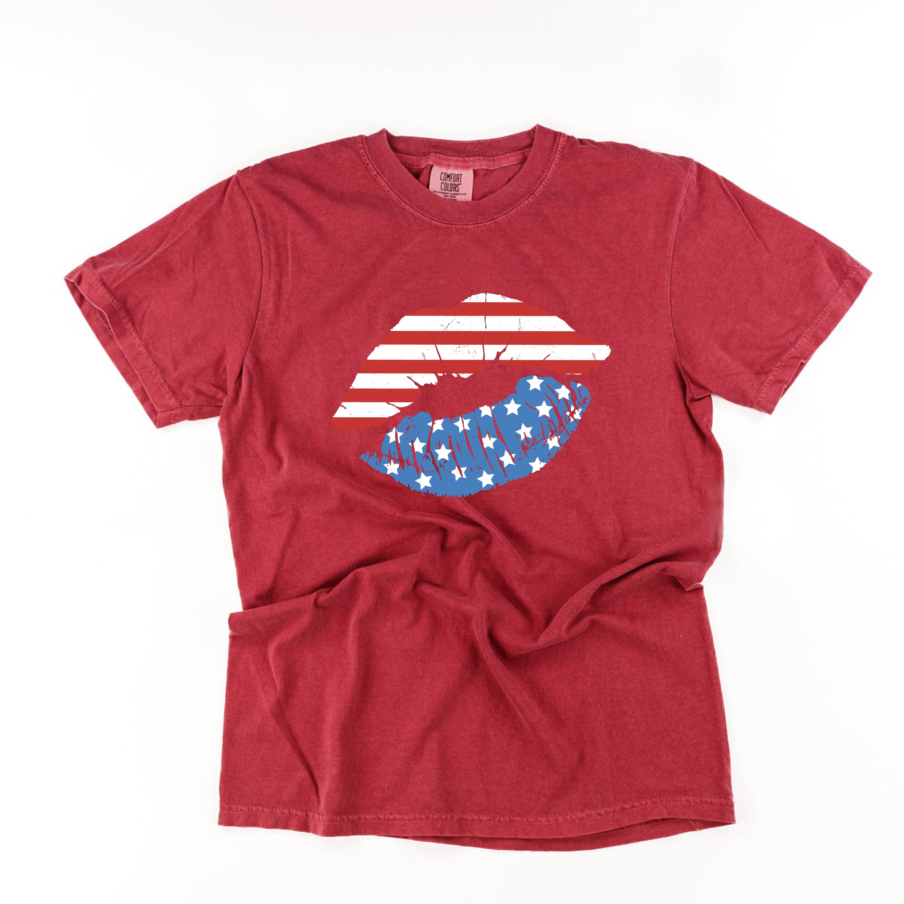 Patriotic Lips - Comfort Colors Tee Little Mama Shirt Shop