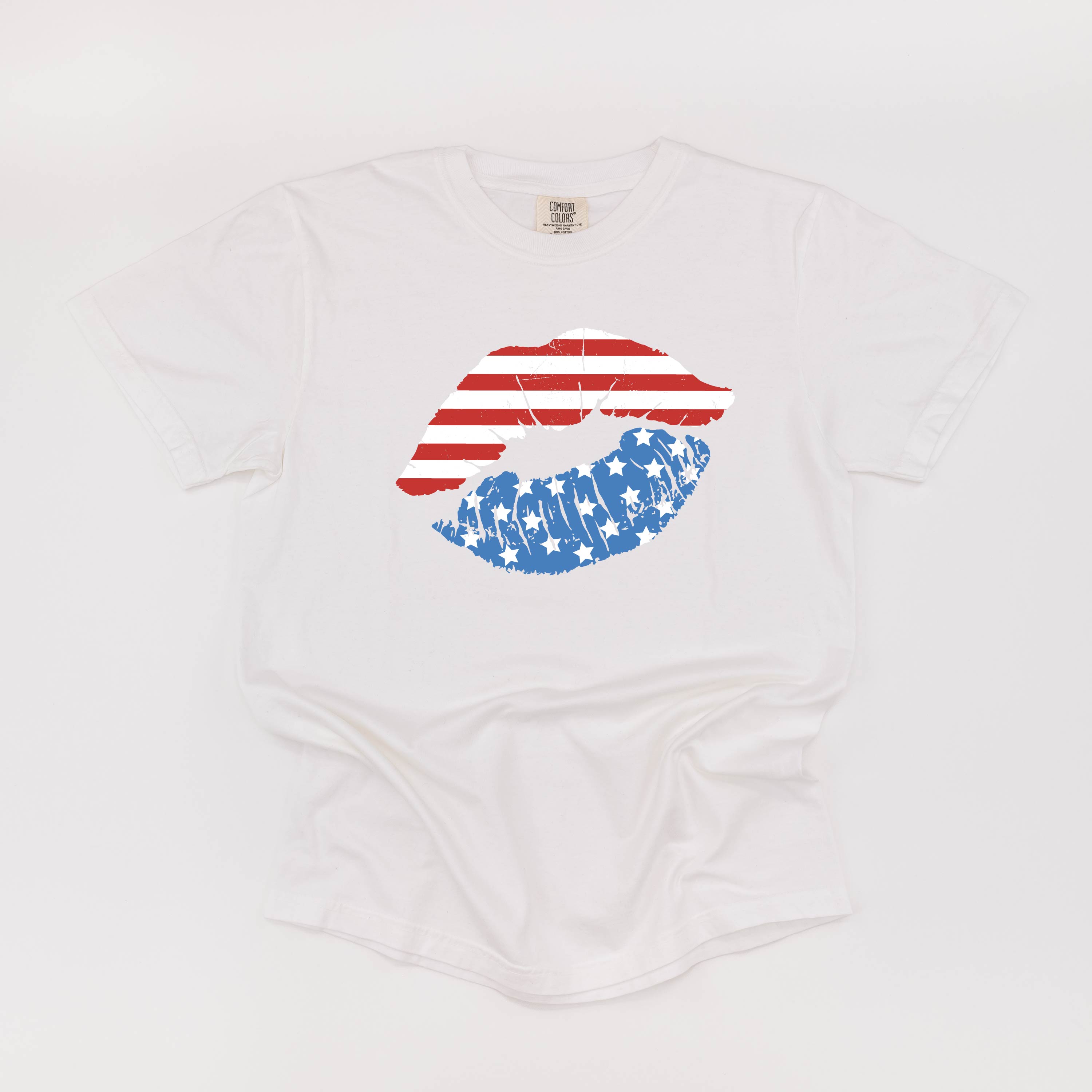 Patriotic Lips - Comfort Colors Tee Little Mama Shirt Shop
