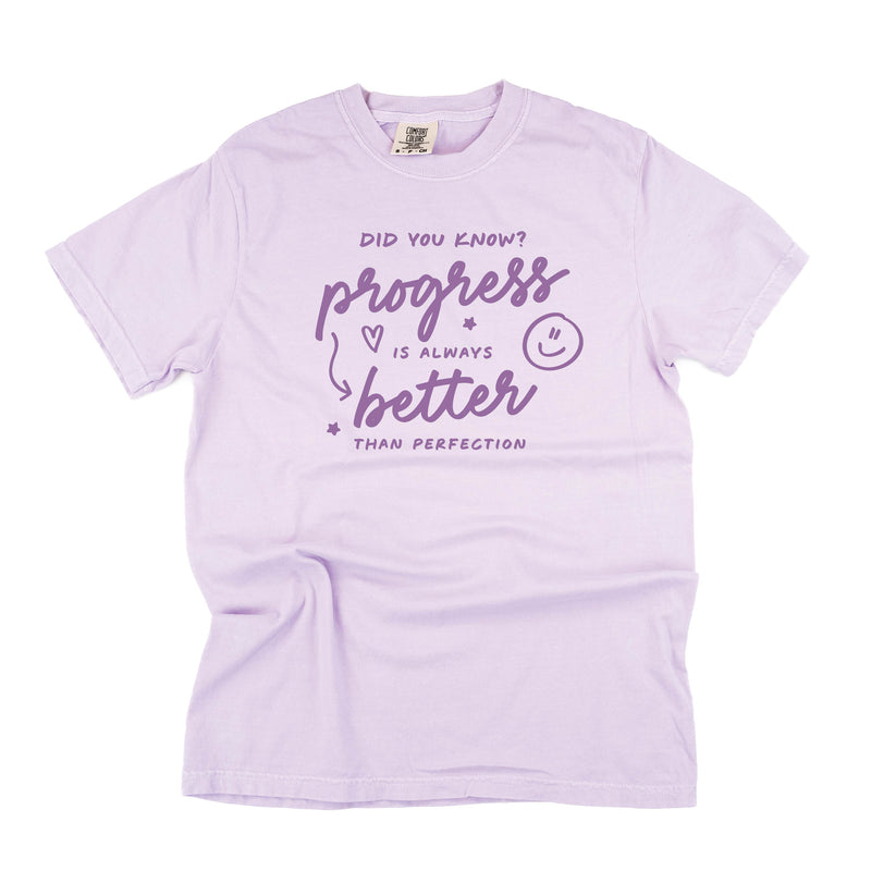 Did You Know? Progress is Always Better Than Perfection - TONE ON TONE -  SHORT SLEEVE COMFORT COLORS TEE
