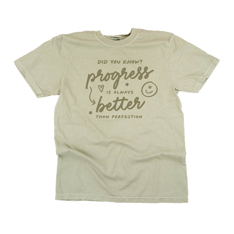 Did You Know? Progress is Always Better Than Perfection - TONE ON TONE -  SHORT SLEEVE COMFORT COLORS TEE