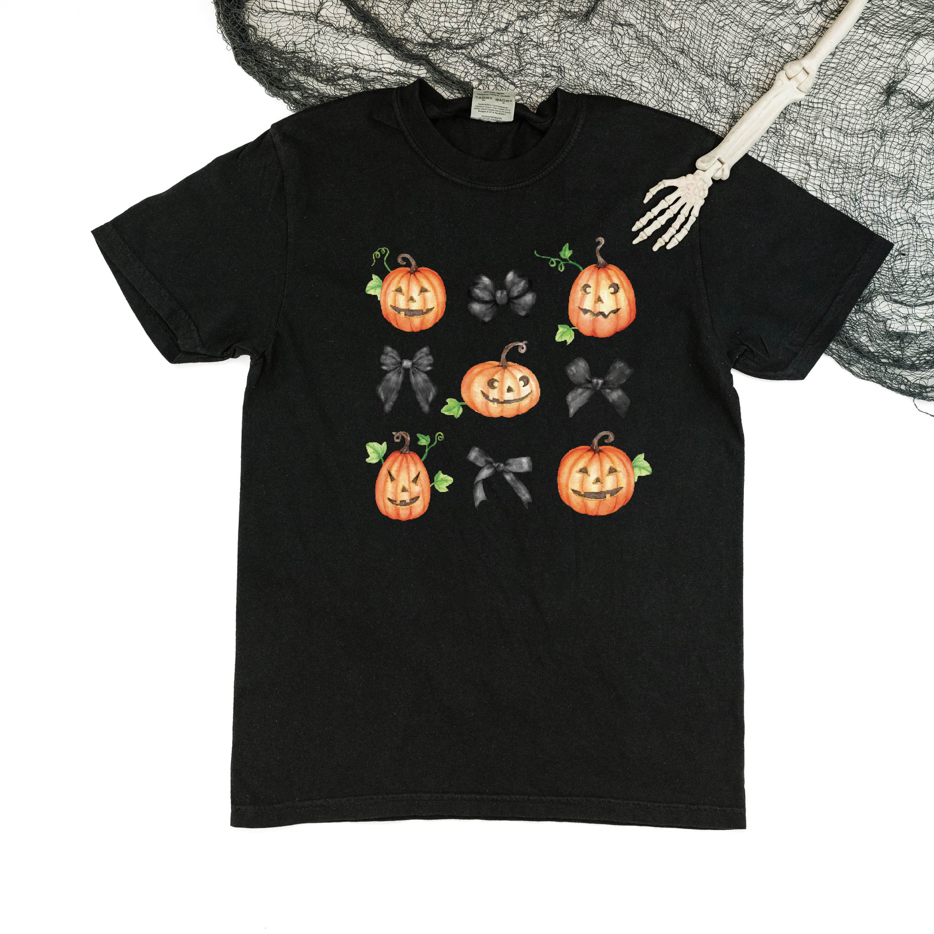Pumpkins-n-Bows - Short Sleeve Comfort Colors Tee Little Mama Shirt Shop