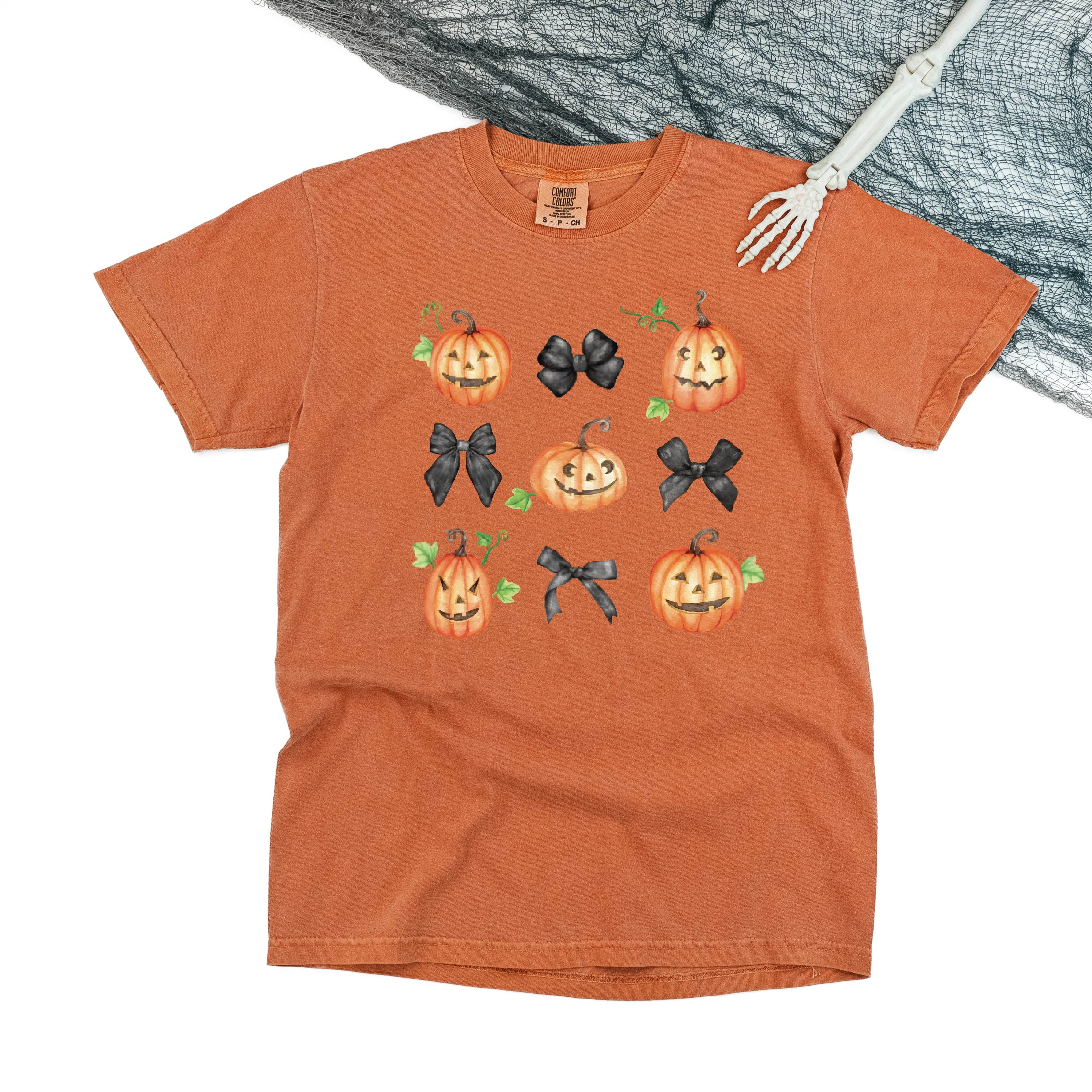 Pumpkins-n-Bows - Short Sleeve Comfort Colors Tee Little Mama Shirt Shop