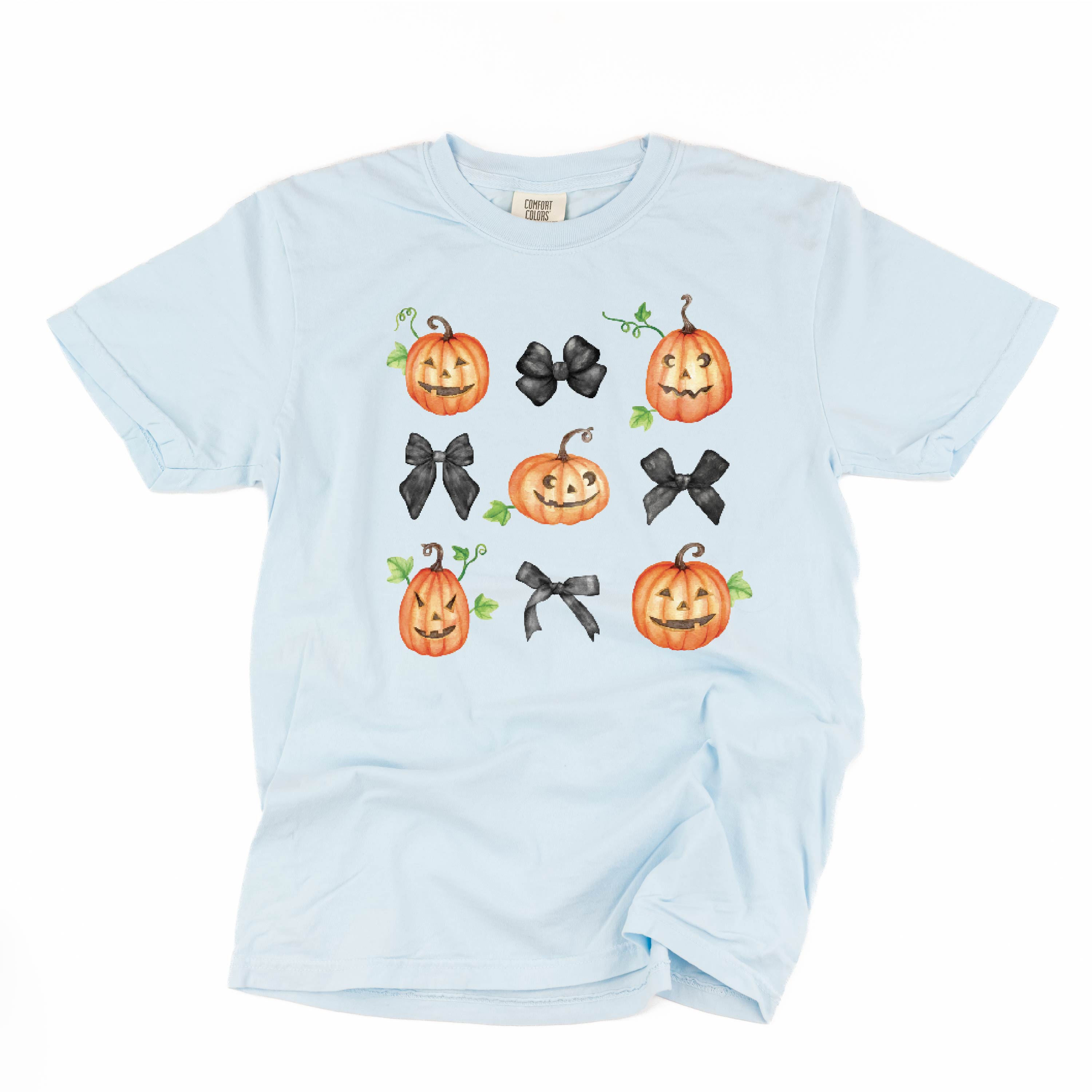 Pumpkins-n-Bows - Short Sleeve Comfort Colors Tee Little Mama Shirt Shop