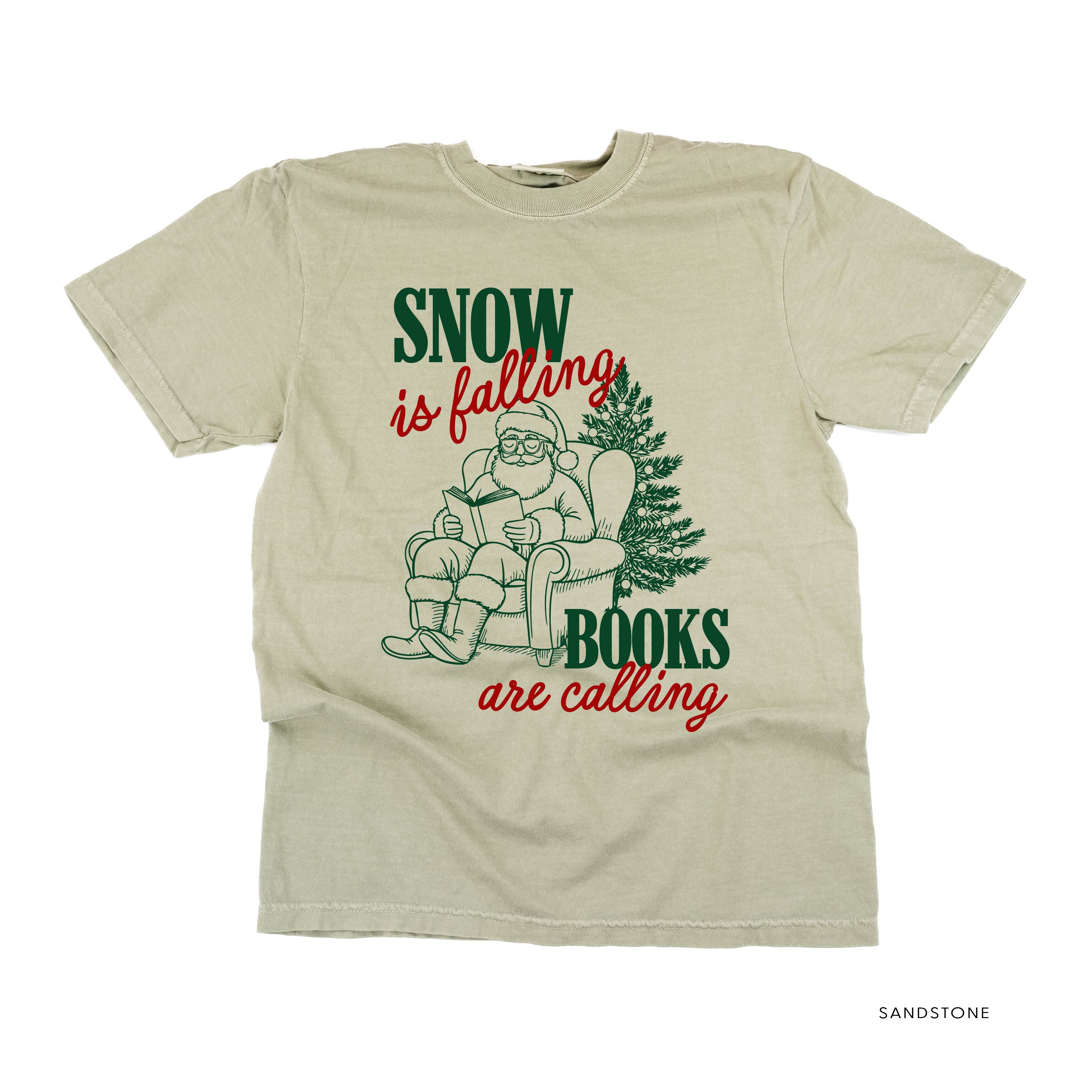 Snow Is Falling Books Are Calling - Comfort Colors Tee Little Mama Shirt Shop