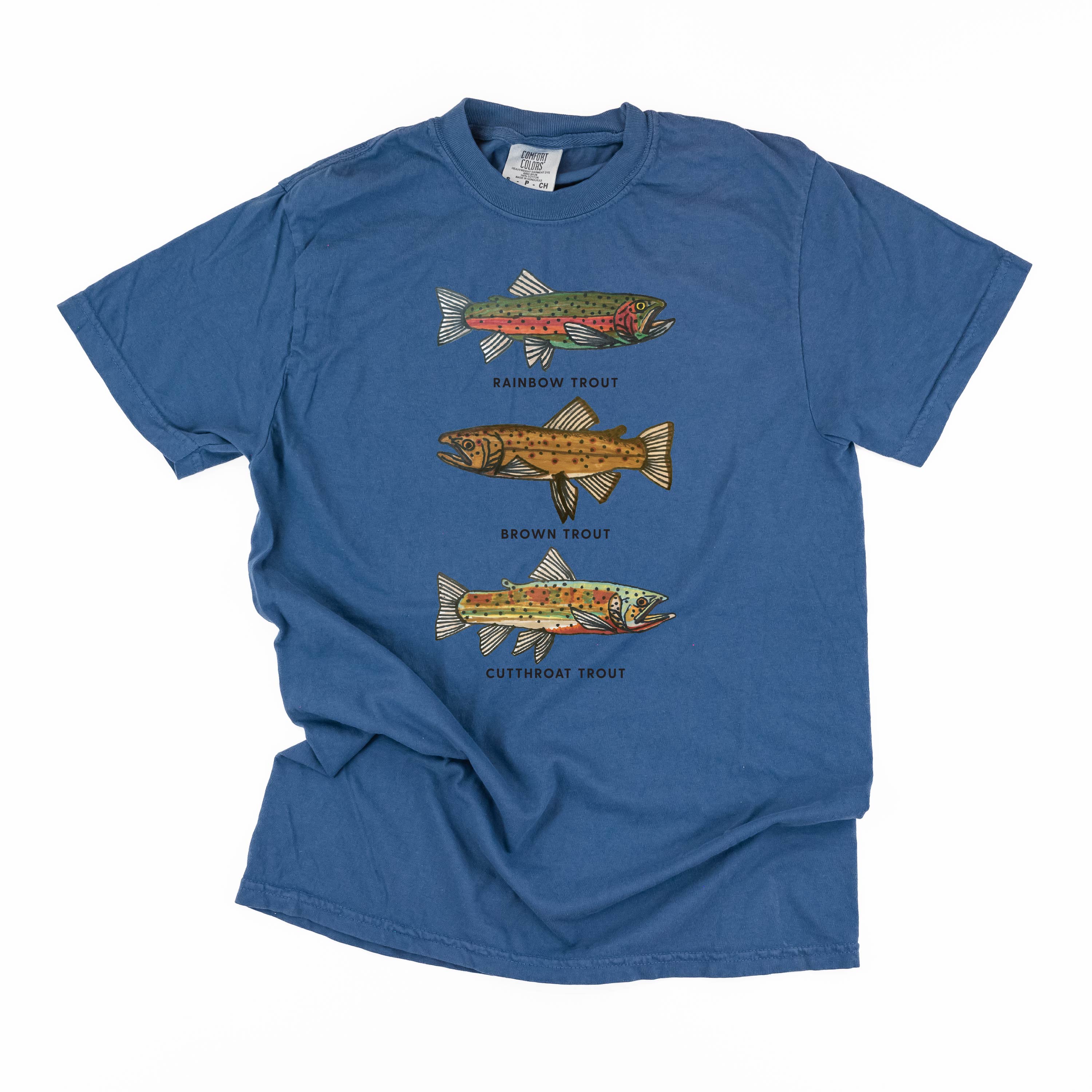 Trout Chart - Hand Drawn - Comfort Colors Tee Little Mama Shirt Shop