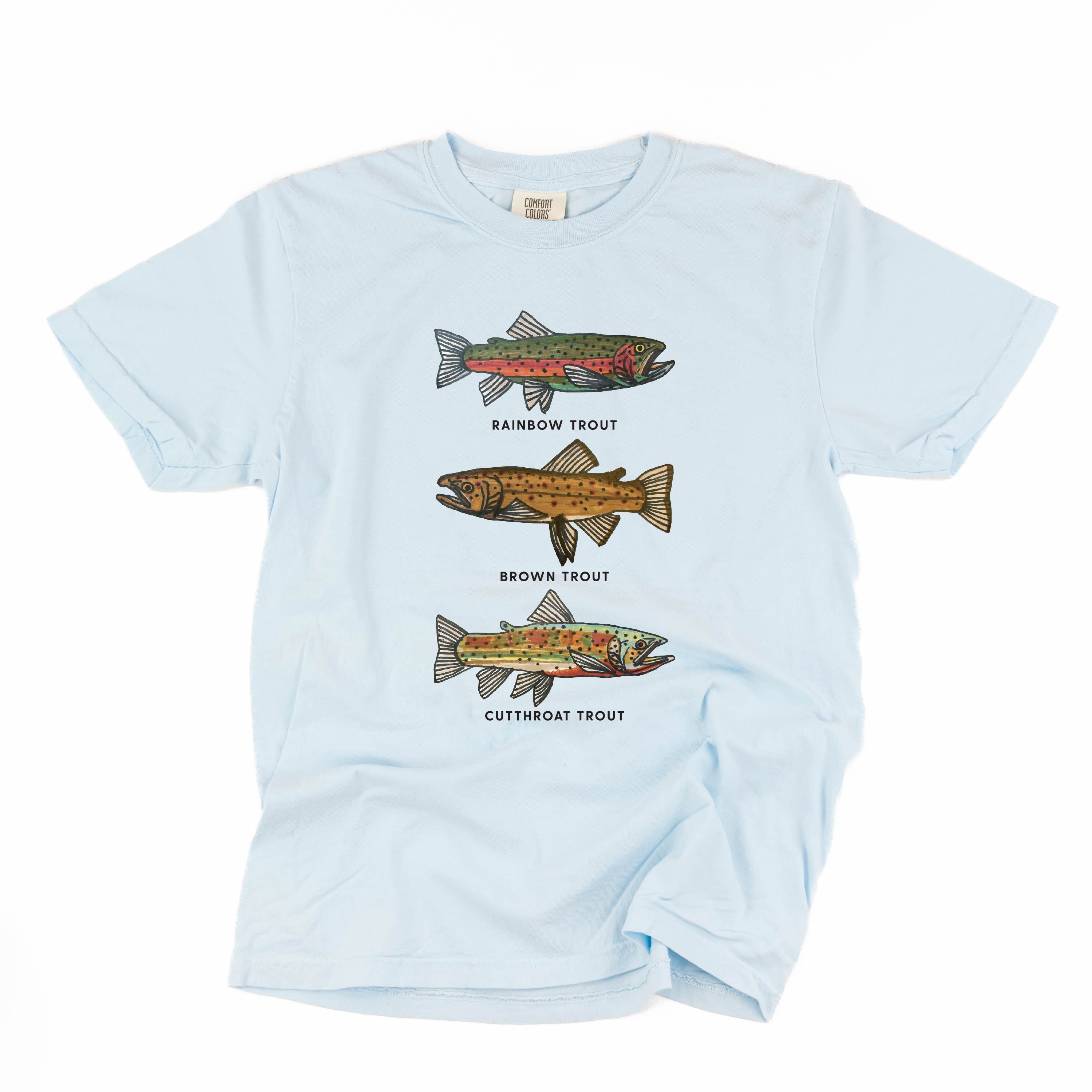 Trout Chart - Hand Drawn - Comfort Colors Tee Little Mama Shirt Shop