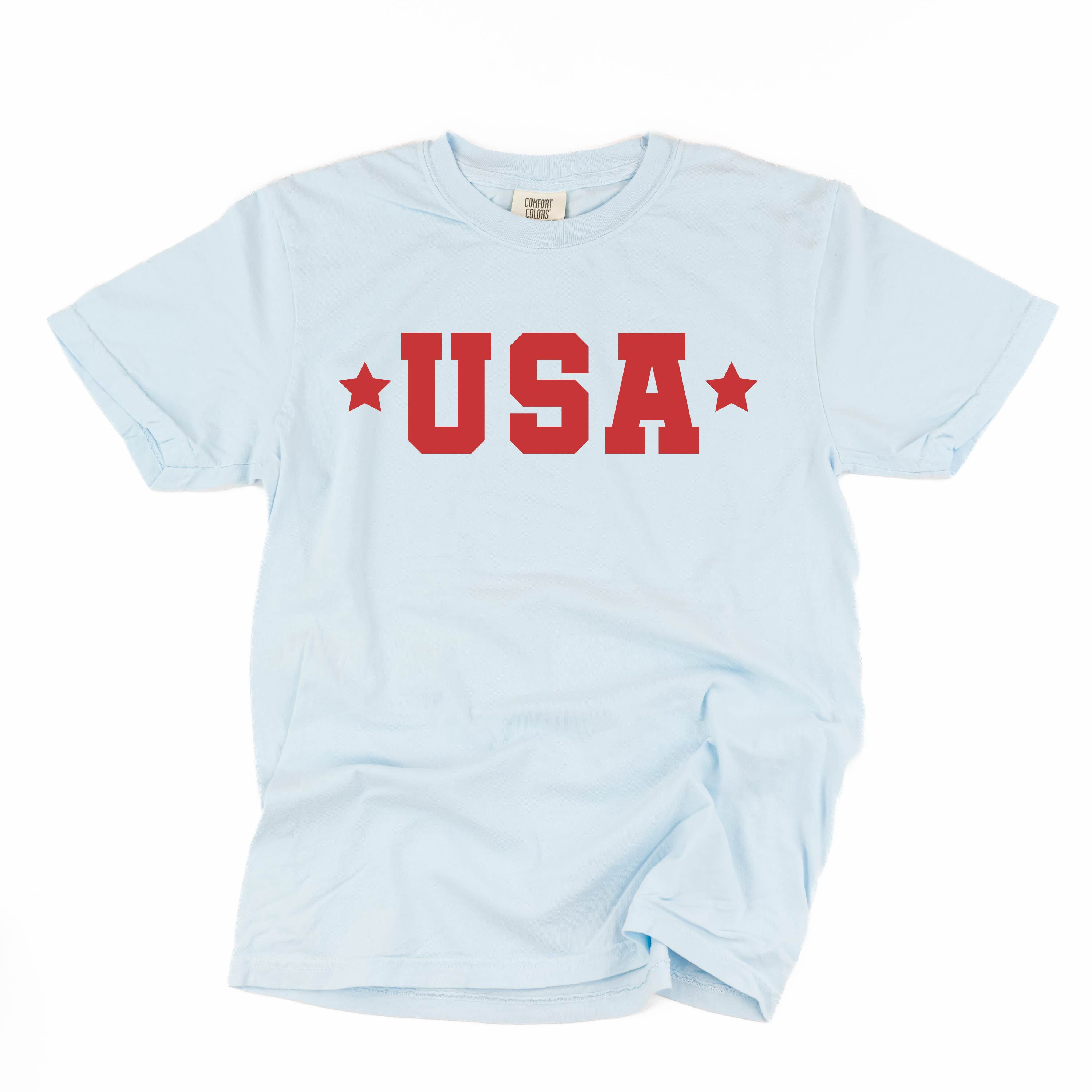 USA (Block Font - Two Stars) - Comfort Colors Tee Little Mama Shirt Shop