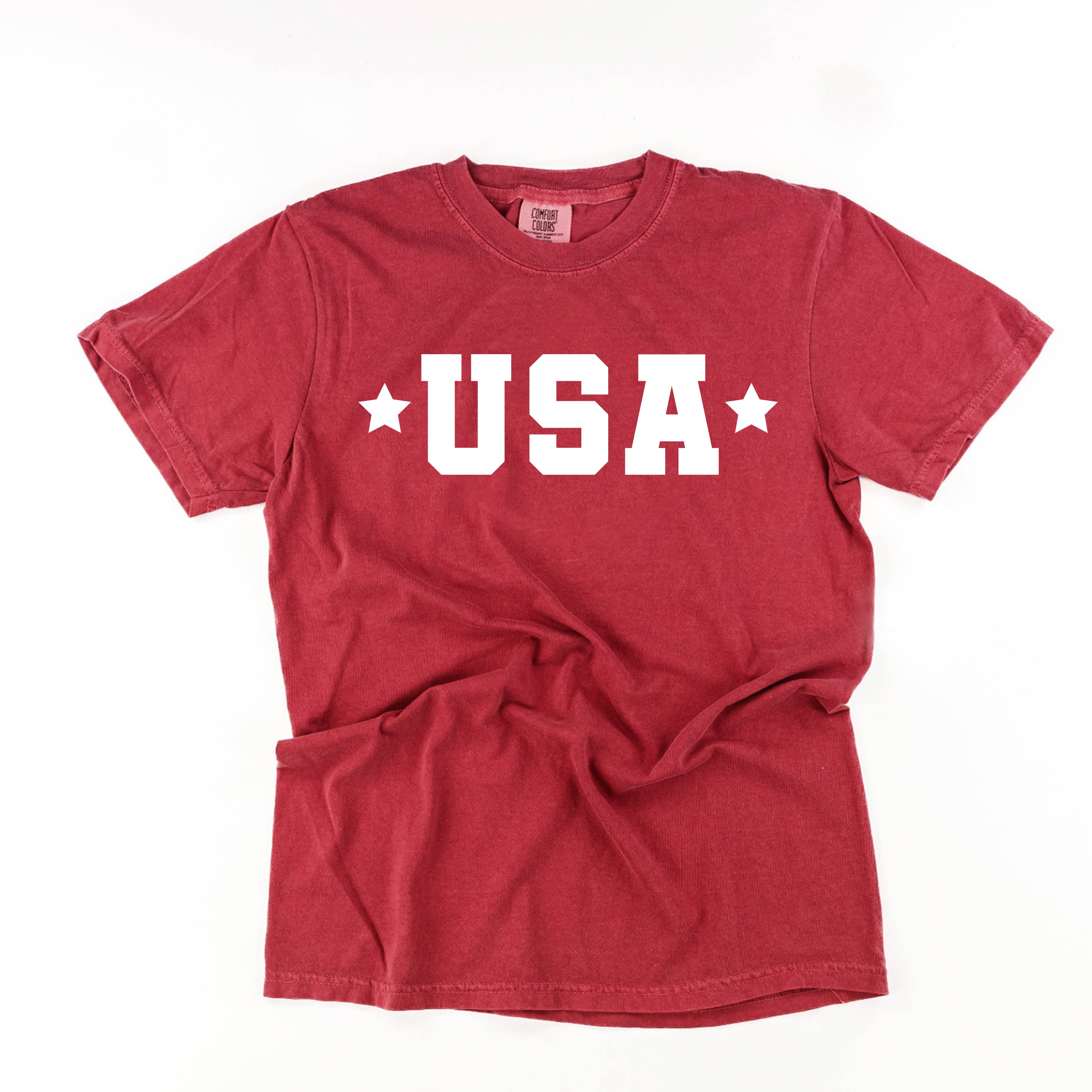 USA (Block Font - Two Stars) - Comfort Colors Tee Little Mama Shirt Shop
